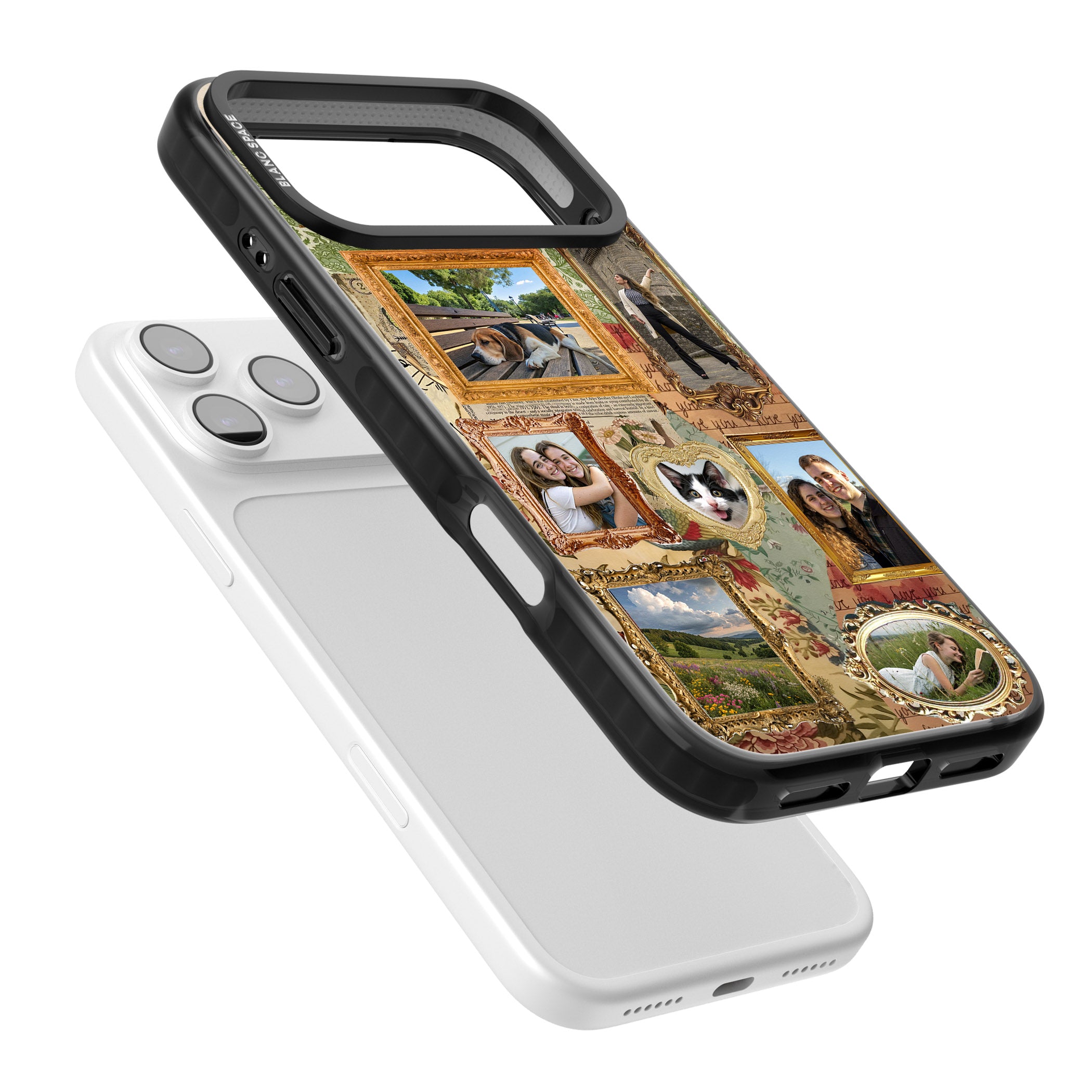 Personalised Vintage Frame Collage iPhone 17 Pro Impact Black Phone Case Colours
