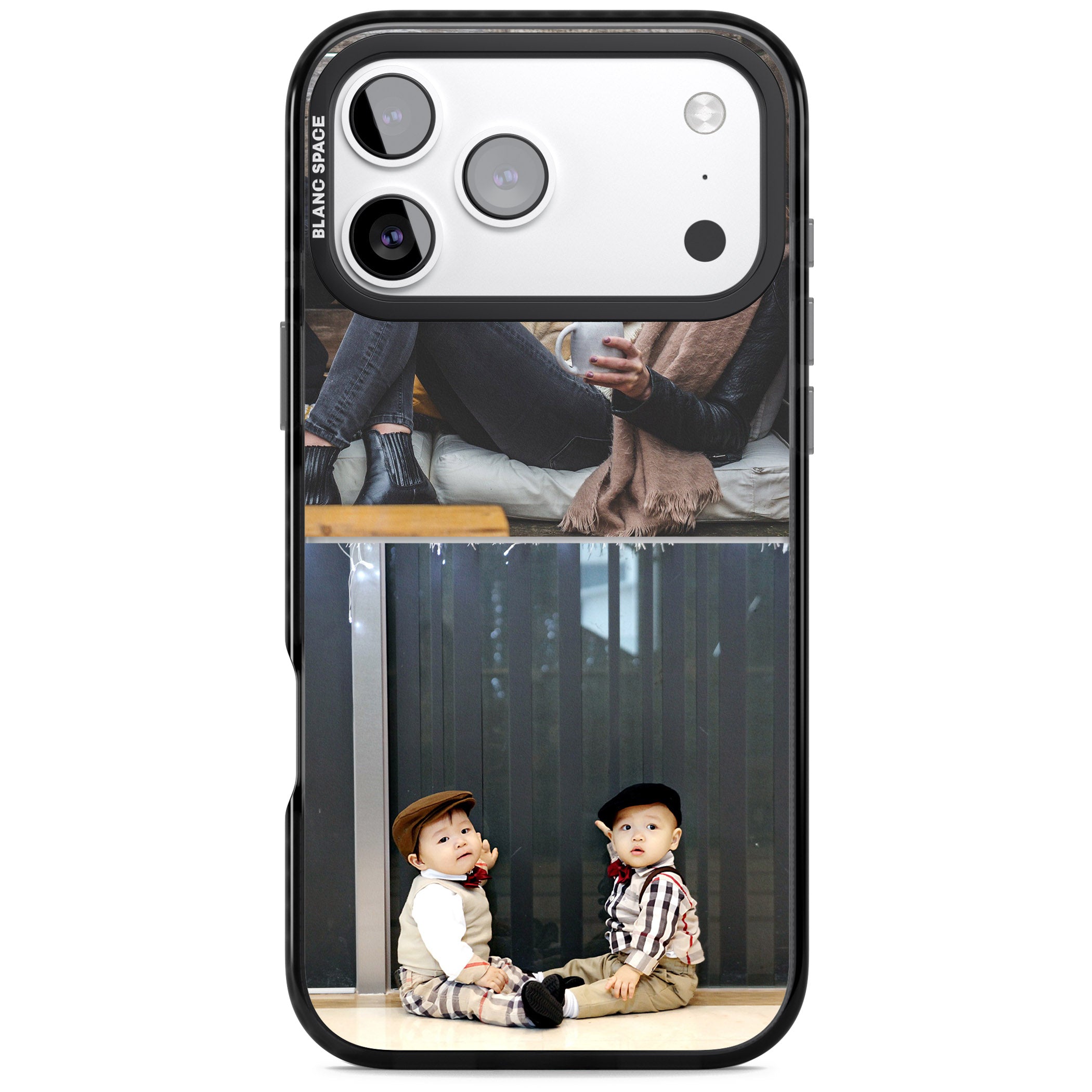 Personalised 2 Photo Grid iPhone 17 Pro Impact Black Phone Case
