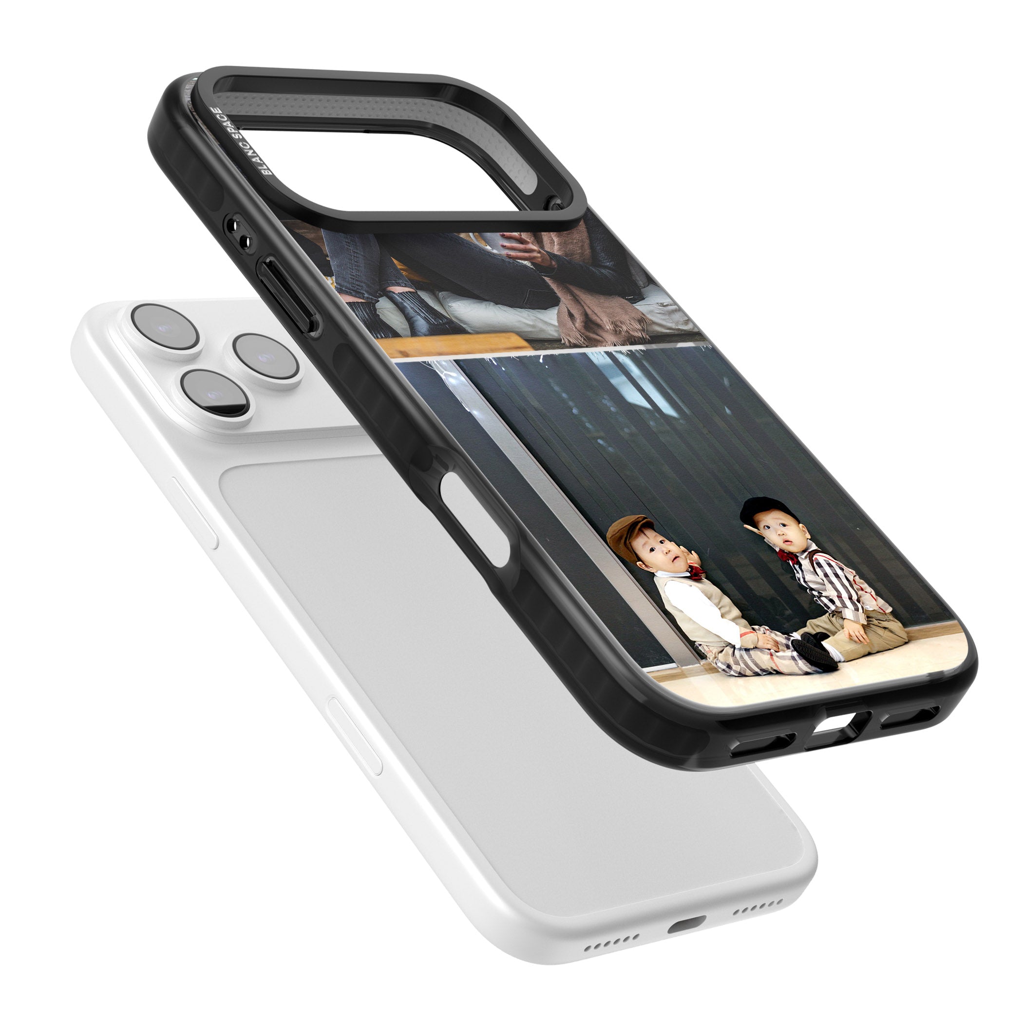 Personalised 2 Photo Grid iPhone 17 Pro Impact Black Phone Case Colours