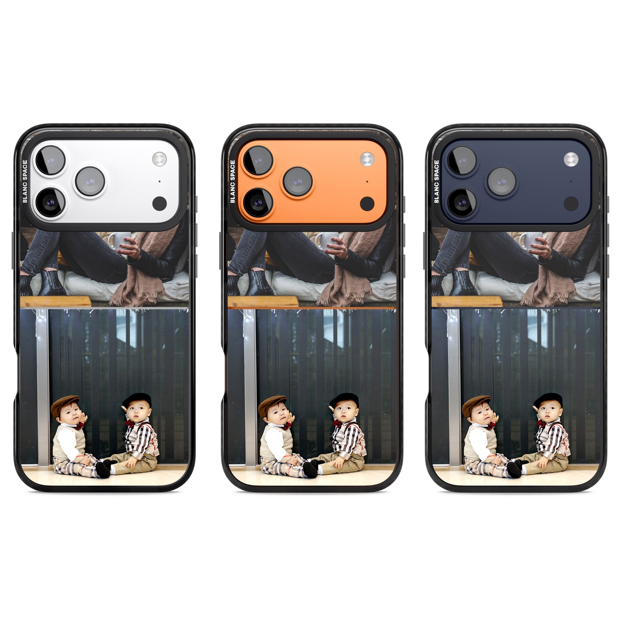 Personalised 2 Photo Grid iPhone 17 Pro Impact Black Phone Case APT Impact Protection