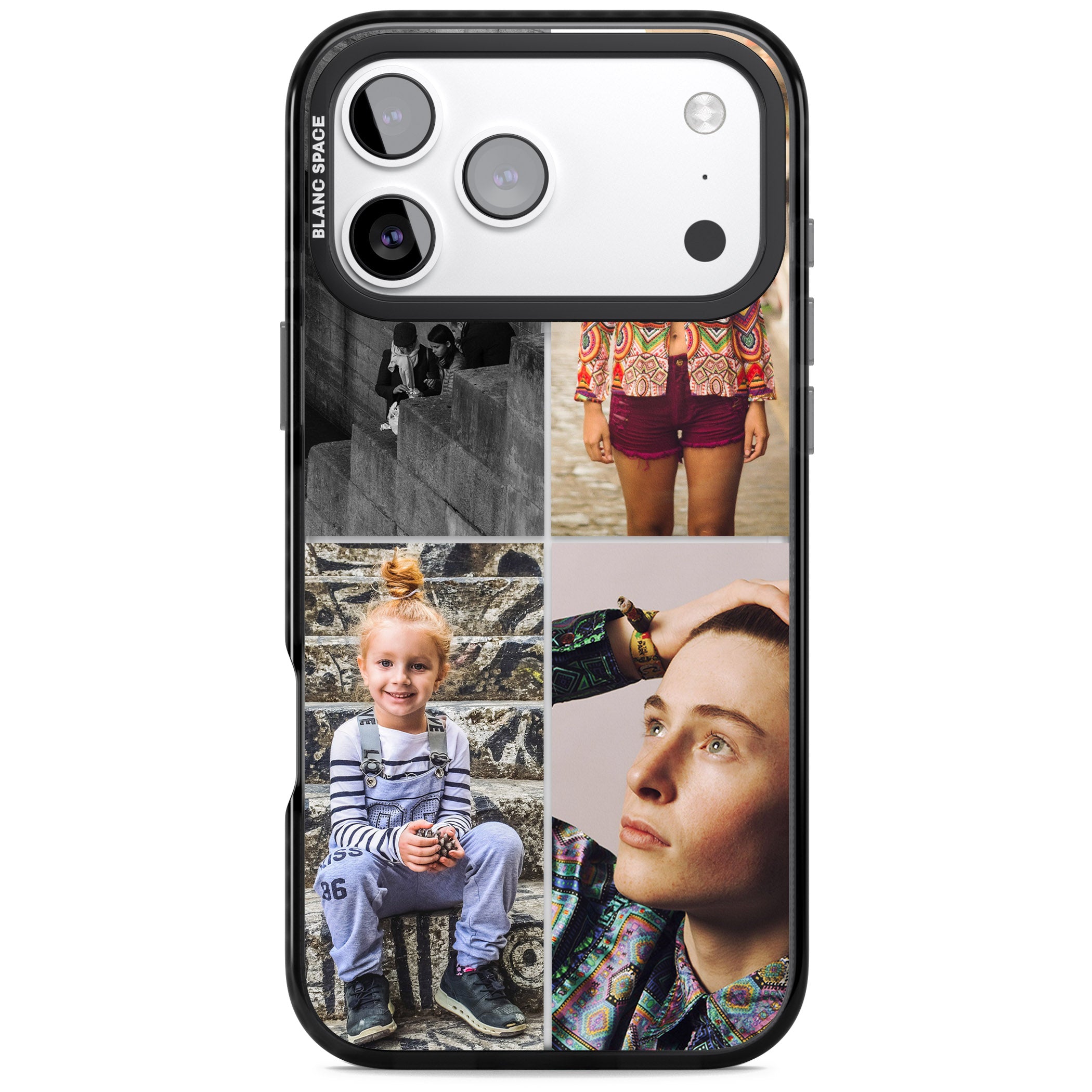 Personalised 4 Photo Grid iPhone 17 Pro Impact Black Phone Case
