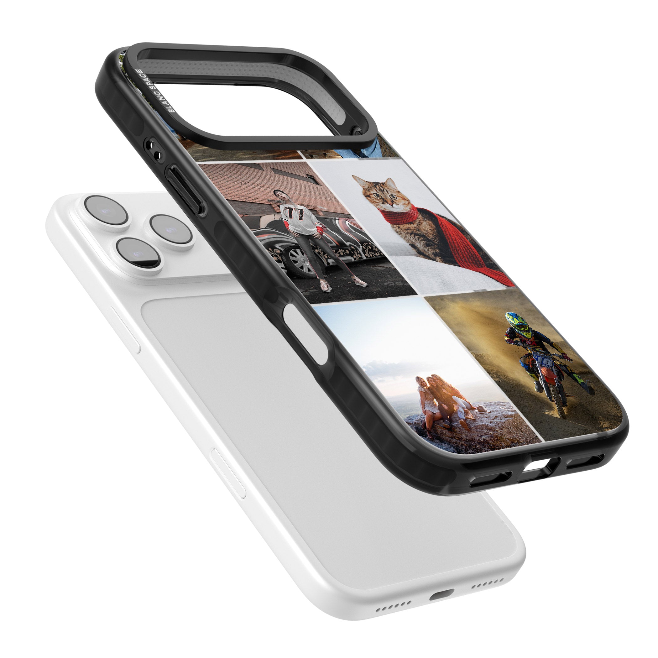 Personalised 6 Photo Grid iPhone 17 Pro Impact Black Phone Case Colours