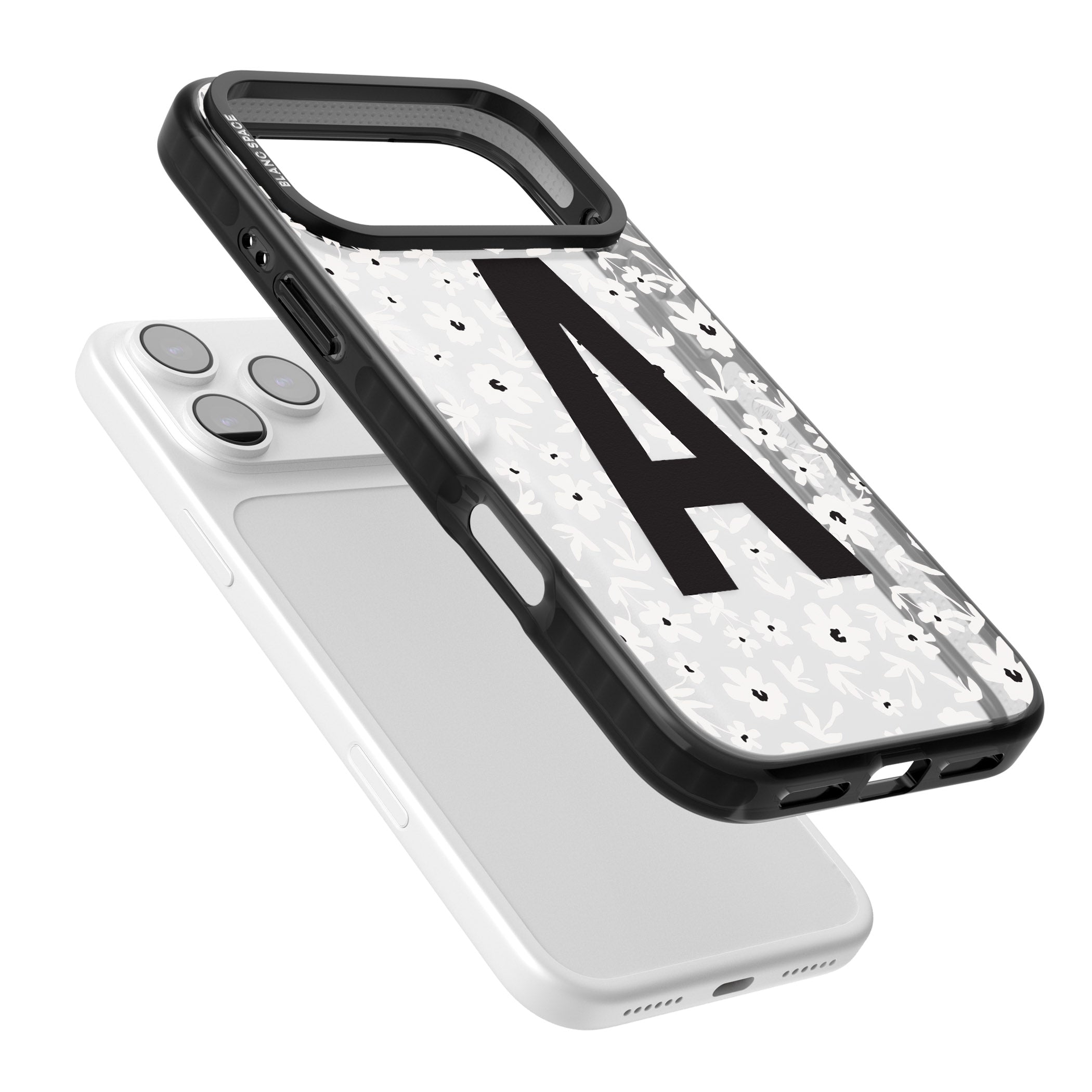 Personalised Bold Initial Floral iPhone 17 Pro Impact Black Phone Case Colours