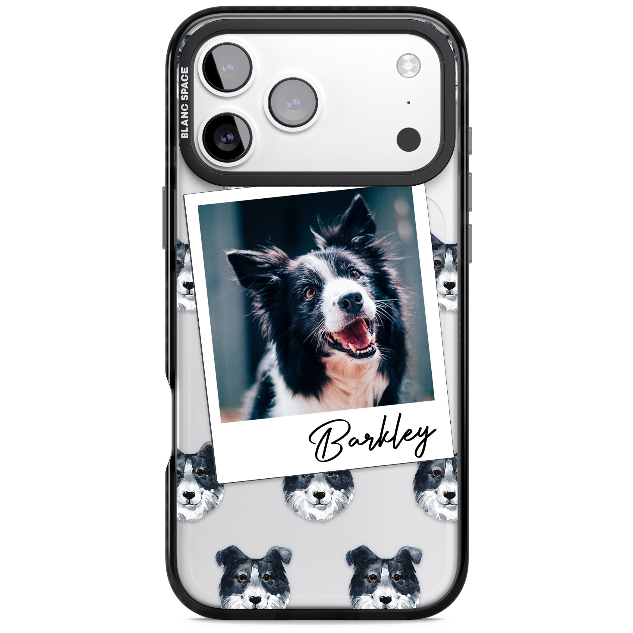 Personalised Border Collie Instant Camera Photo iPhone 17 Pro Impact Black Phone Case