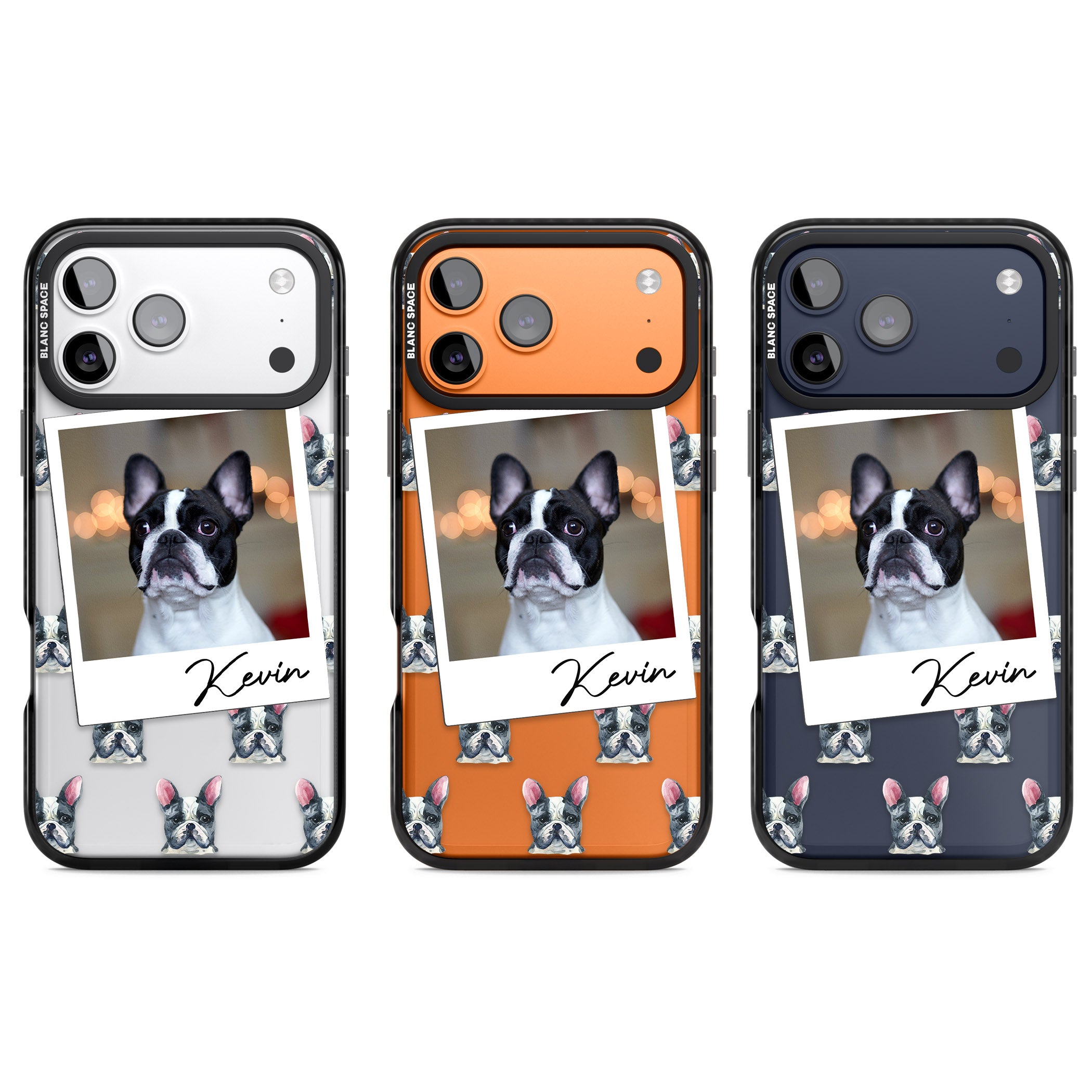Personalised Black & White French Bulldog Instant Camera Photo iPhone 17 Pro Impact Black Phone Case APT Impact Protection