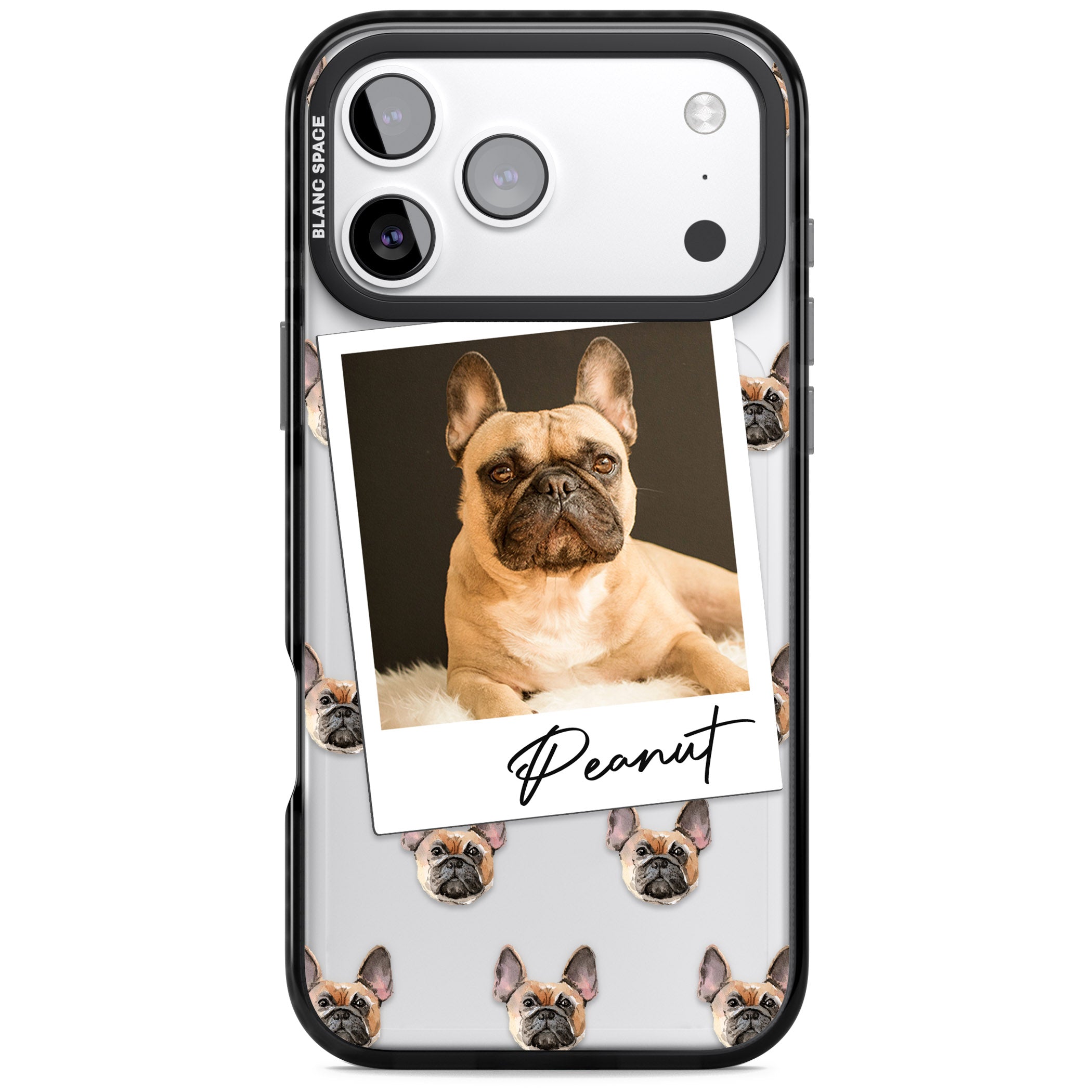 Personalised Tan French Bulldog Instant Camera Photo iPhone 17 Pro Impact Black Phone Case