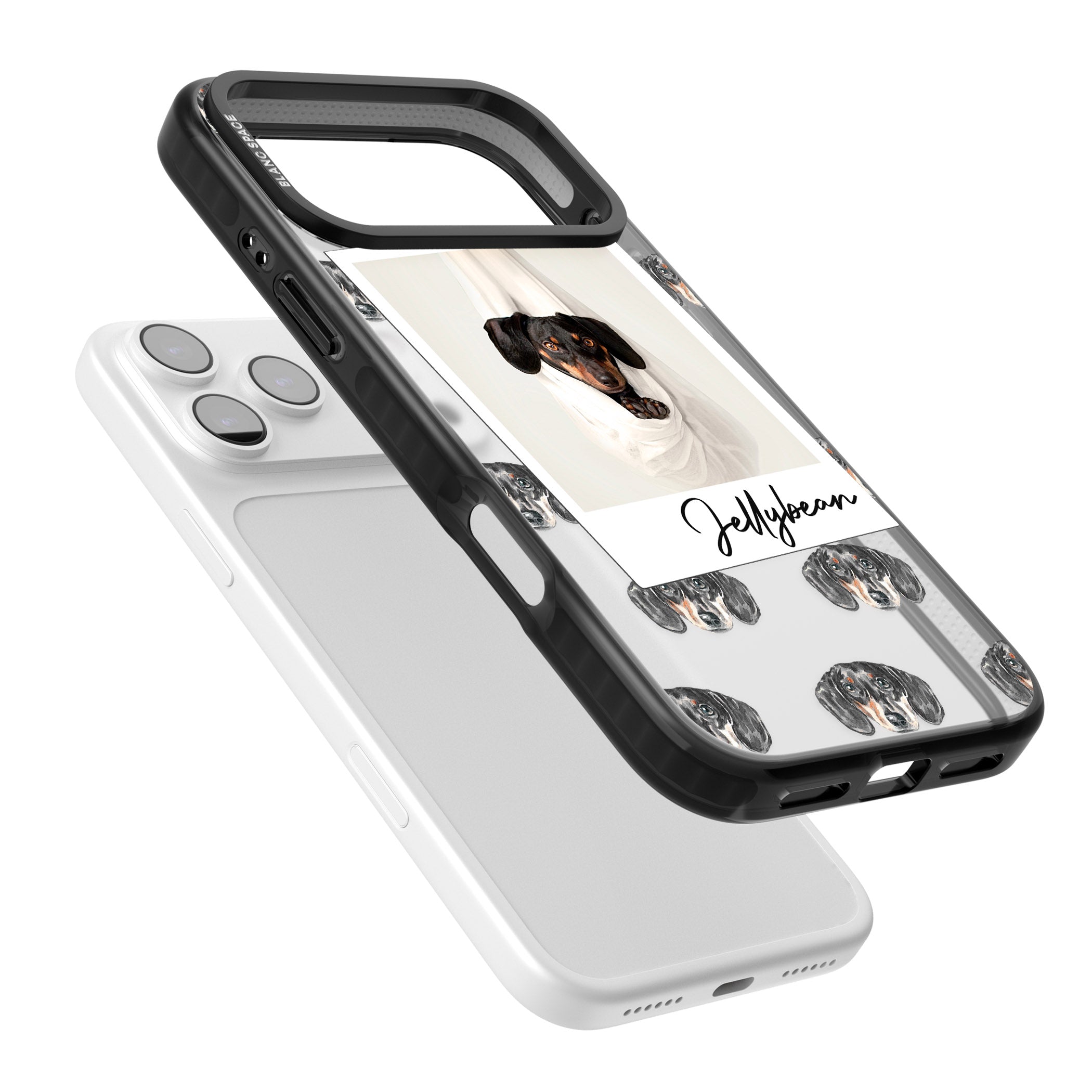 Personalised Black Dachshund Instant Camera Photo iPhone 17 Pro Impact Black Phone Case Colours