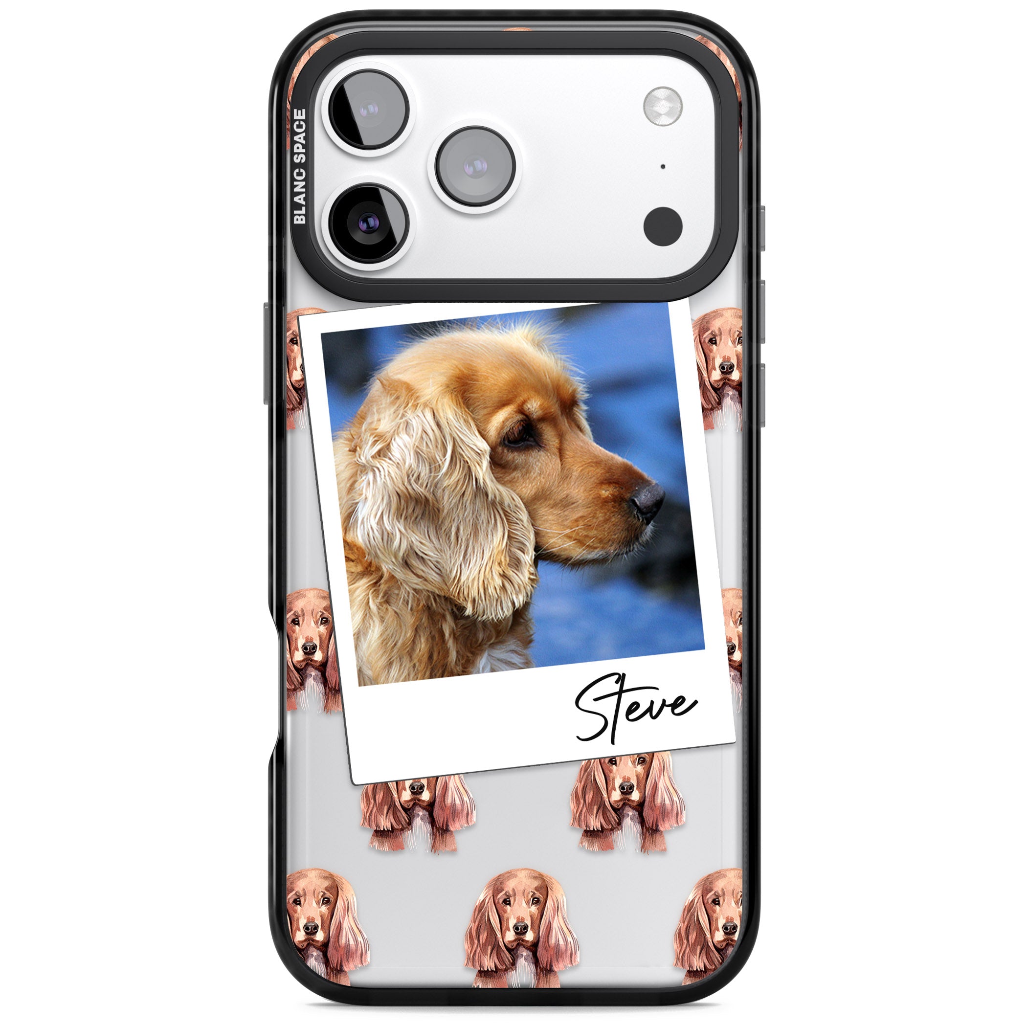 Personalised Cocker Spaniel Instant Camera Photo iPhone 17 Pro Impact Black Phone Case