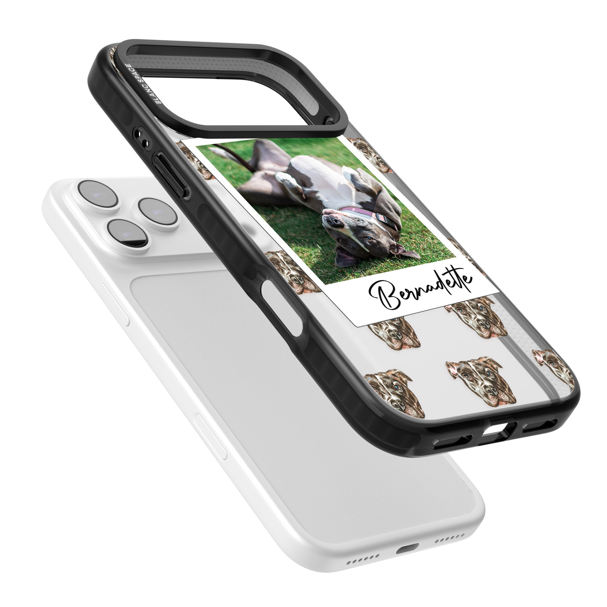 Personalised Staffordshire Bull Terrier Instant Camera Photo iPhone 17 Pro Max Impact Black Phone Case Colours
