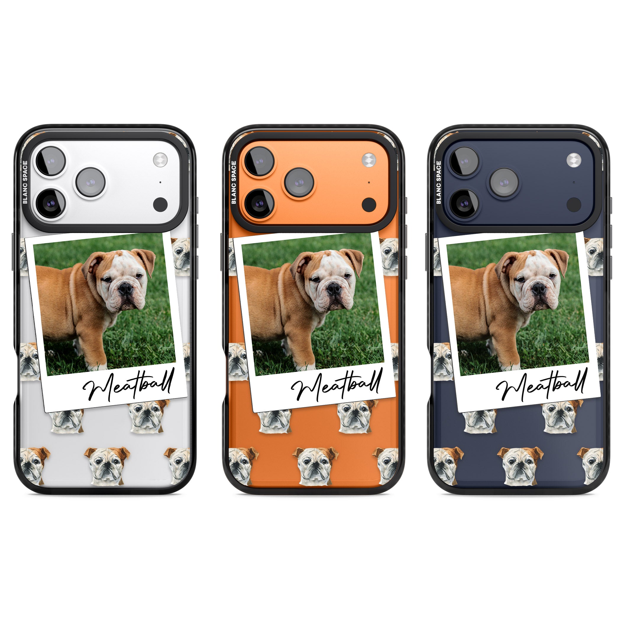 Personalised English Bulldog Instant Camera Photo iPhone 17 Pro Impact Black Phone Case APT Impact Protection