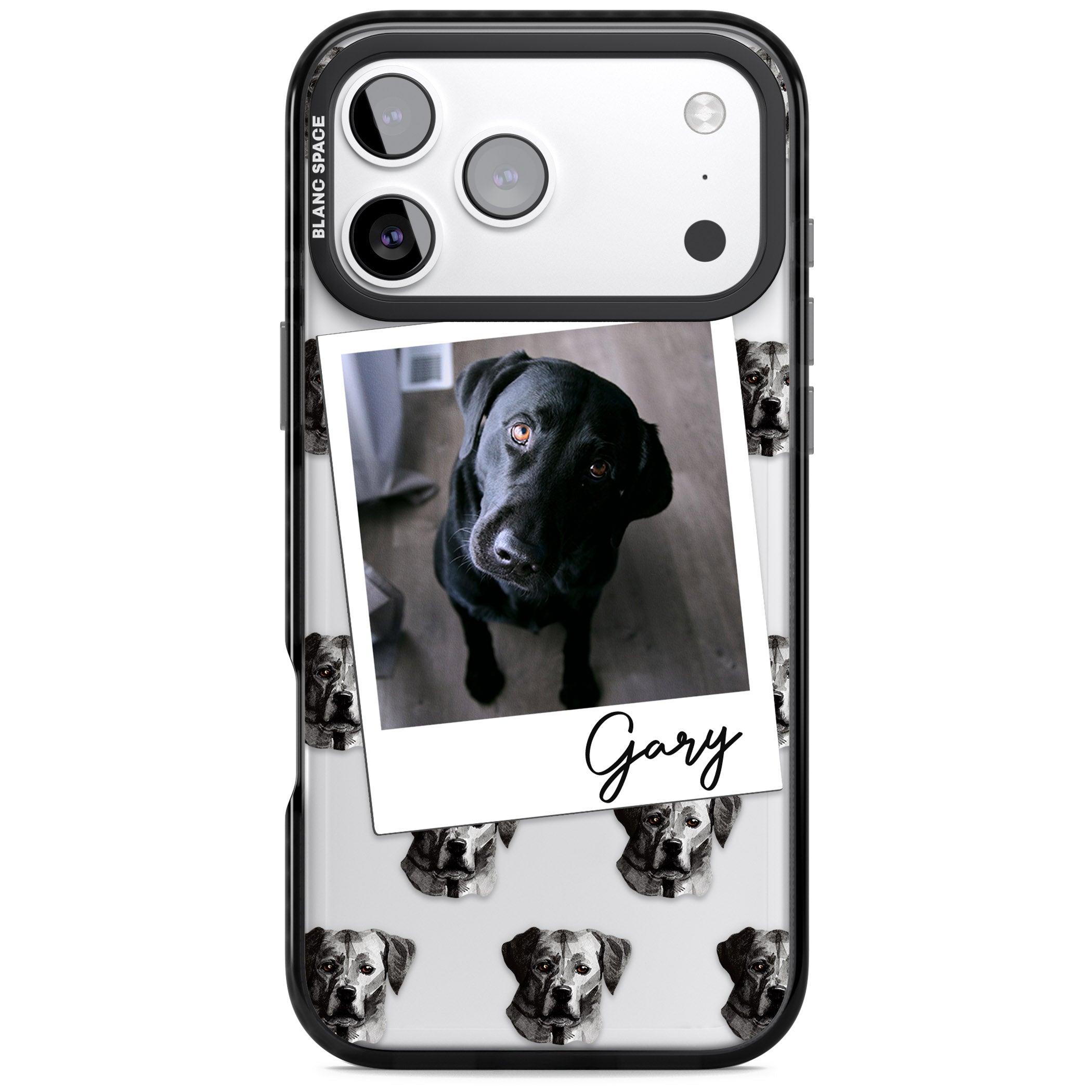 Personalised Black Labrador Instant Camera Photo iPhone 17 Pro Impact Black Phone Case