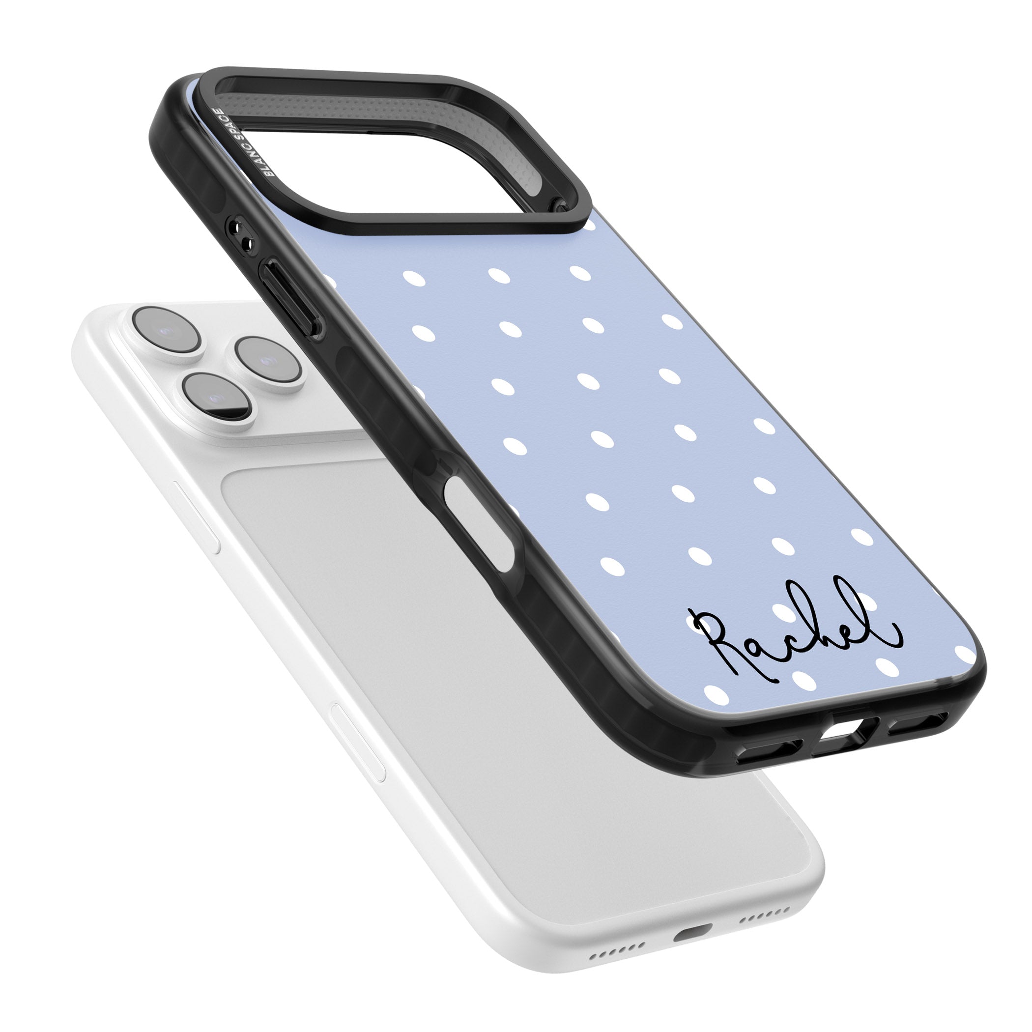 Personalised Simple Light Blue Dots iPhone 17 Pro Max Impact Black Phone Case Colours