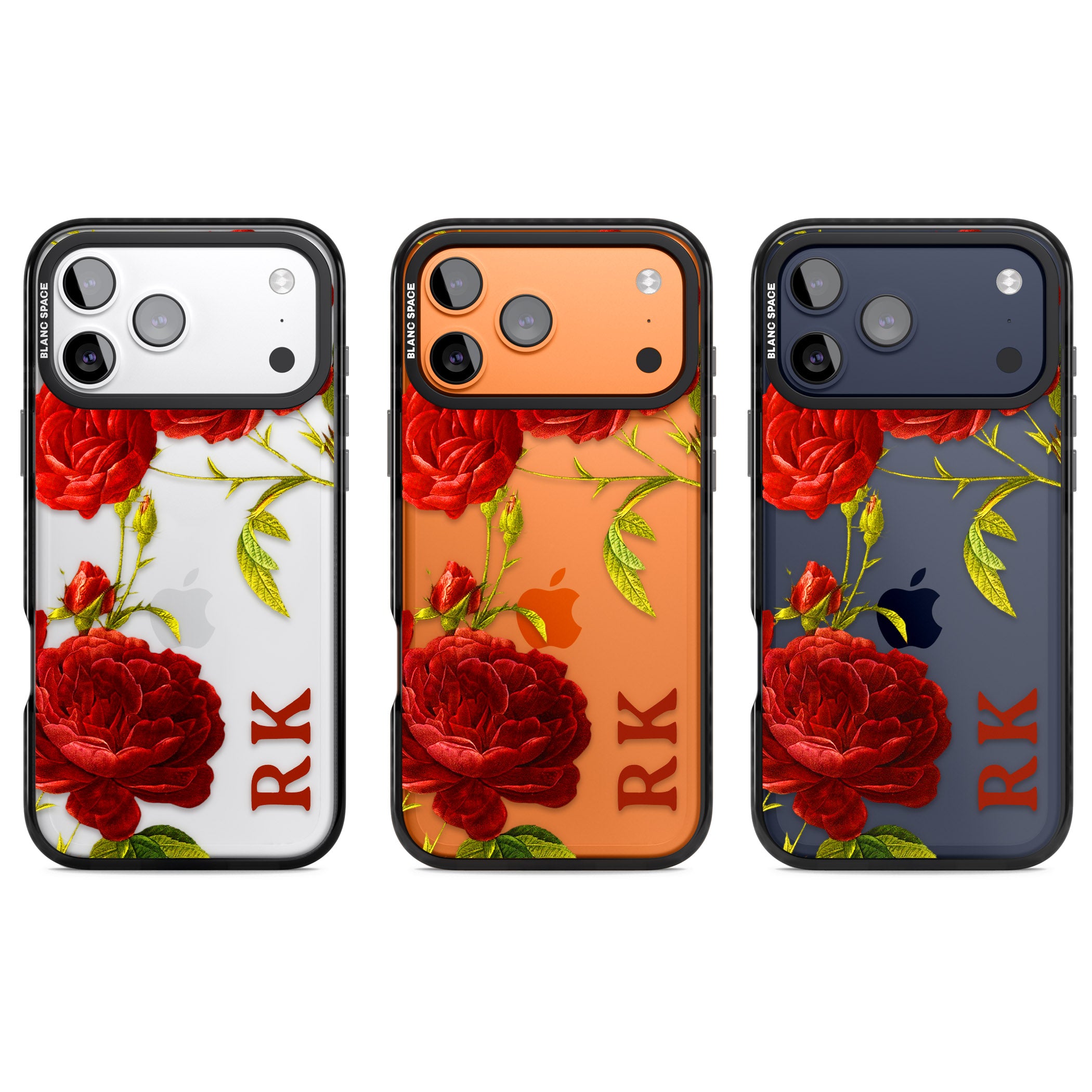 Personalised Vintage Floral Red Roses iPhone 17 Pro Impact Black Phone Case APT Impact Protection