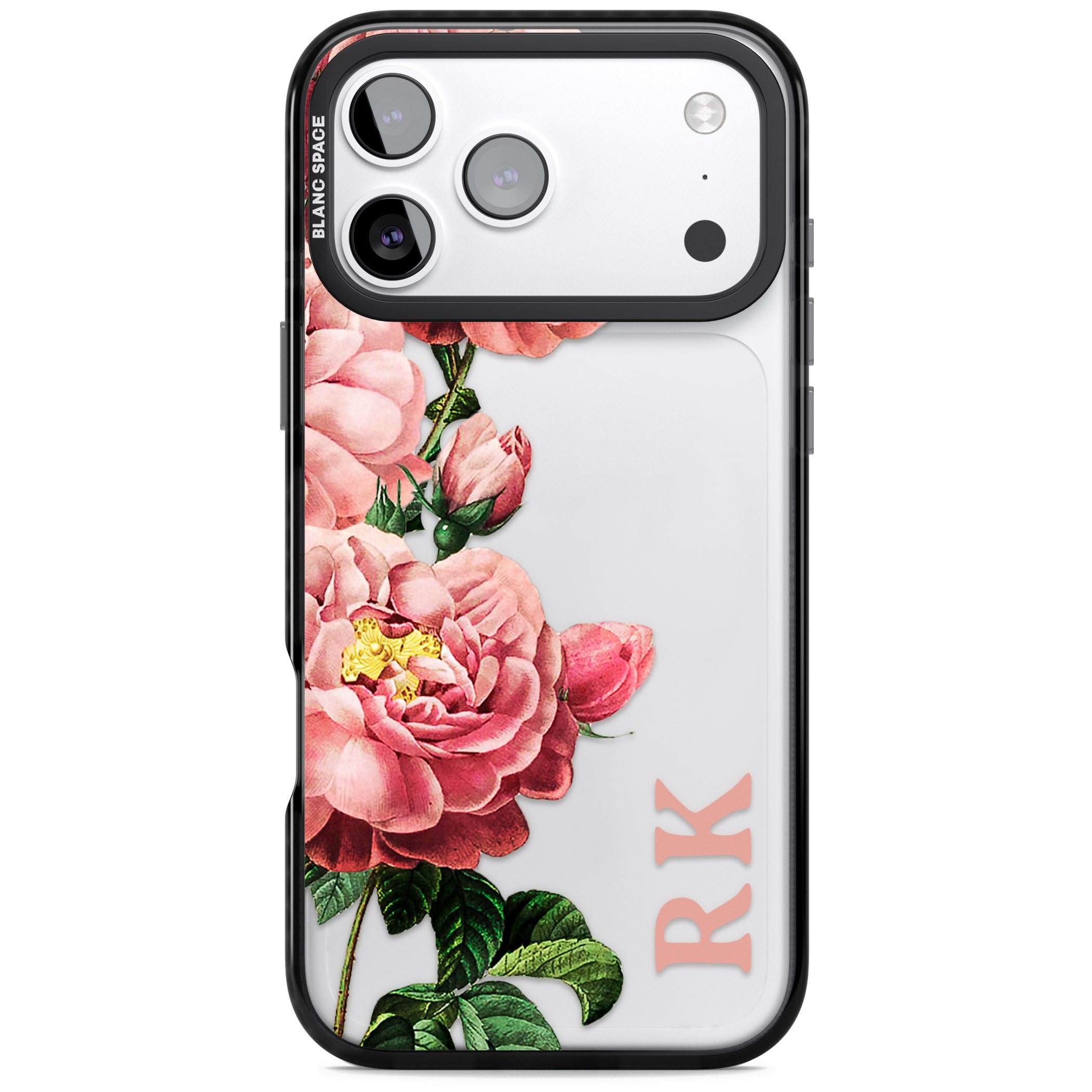 Personalised Vintage Floral Peonies iPhone 17 Pro Impact Black Phone Case
