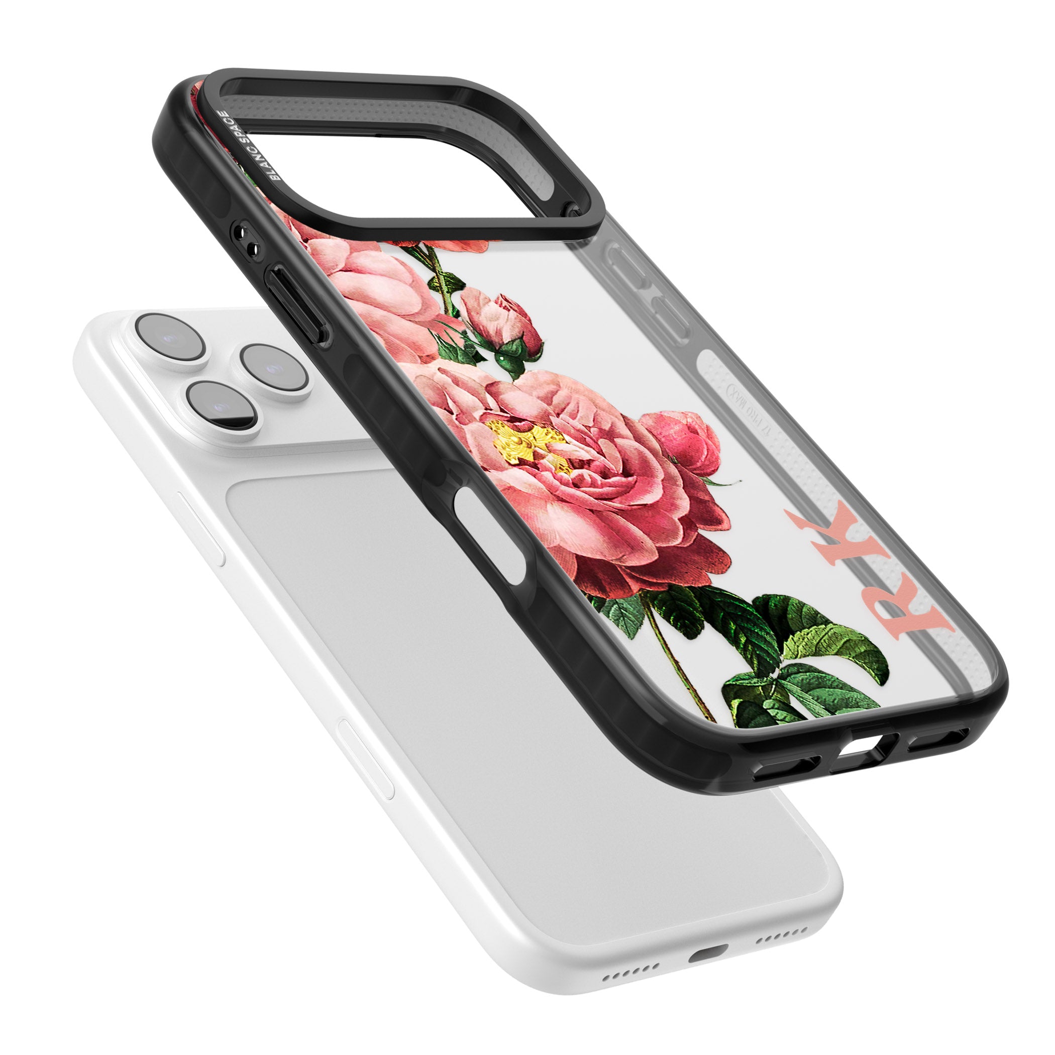 Personalised Vintage Floral Peonies iPhone 17 Pro Impact Black Phone Case Colours