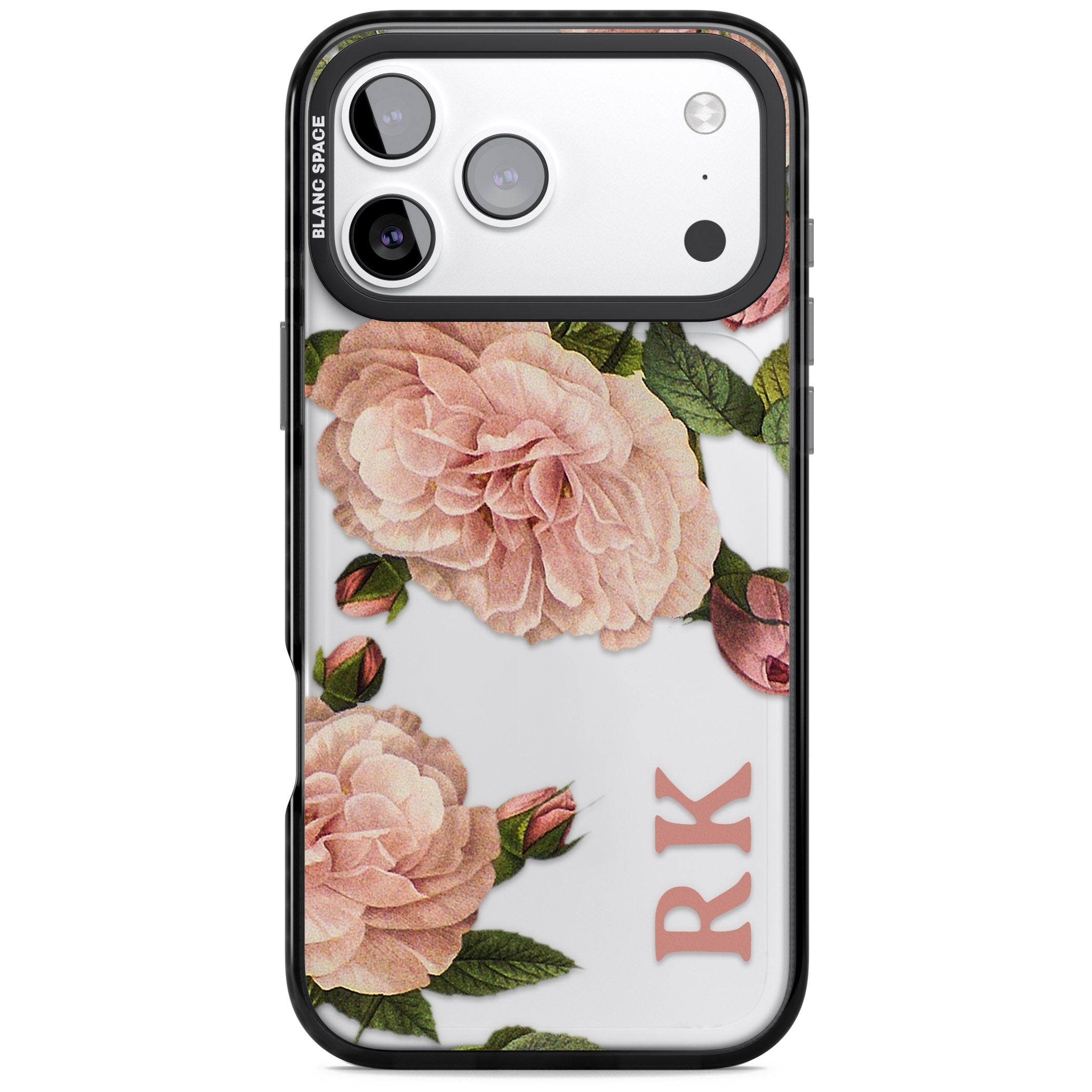 Personalised Vintage Floral iPhone 17 Pro Max Impact Black Phone Case