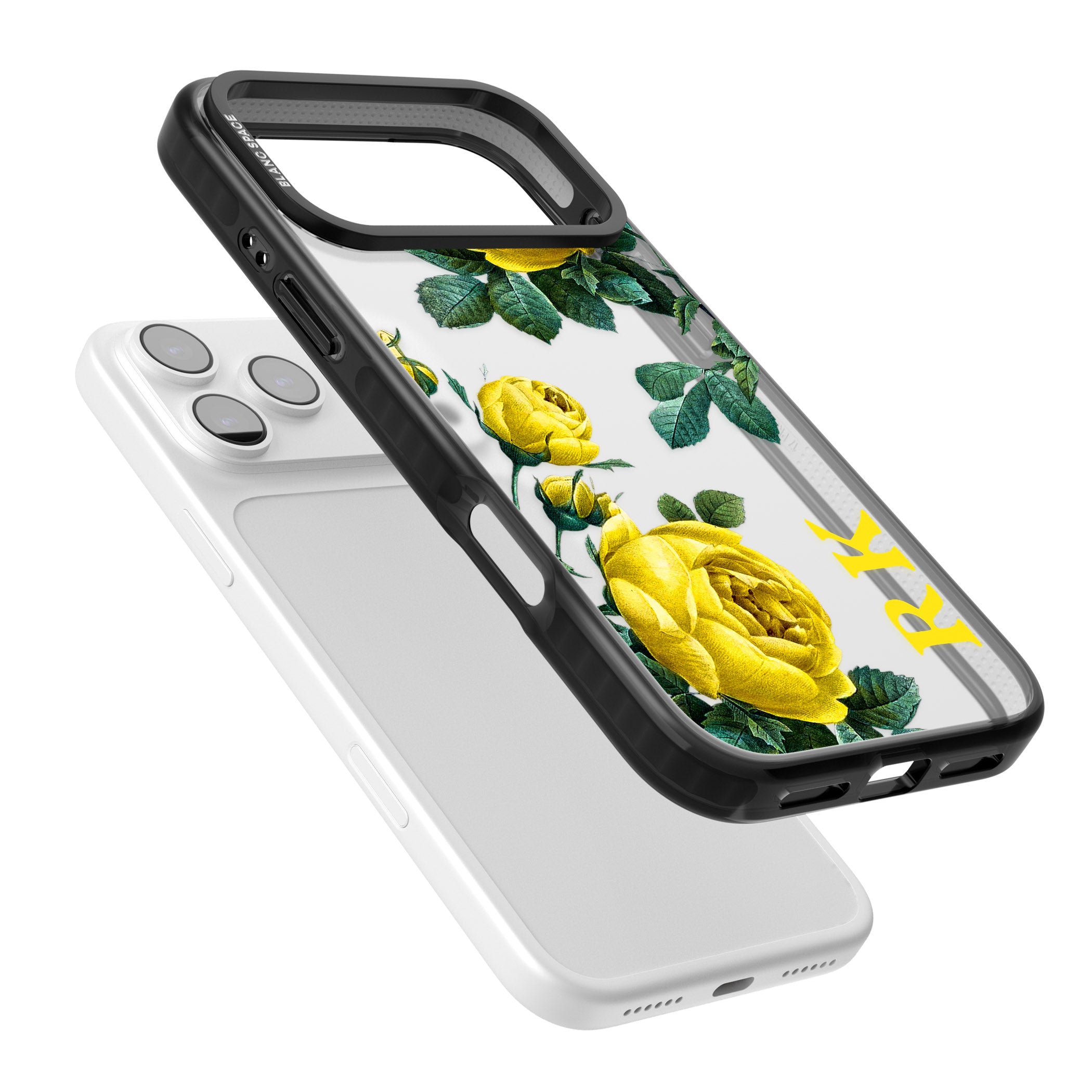 Personalised Vintage Floral Yellow Roses iPhone 17 Pro Max Impact Black Phone Case Colours