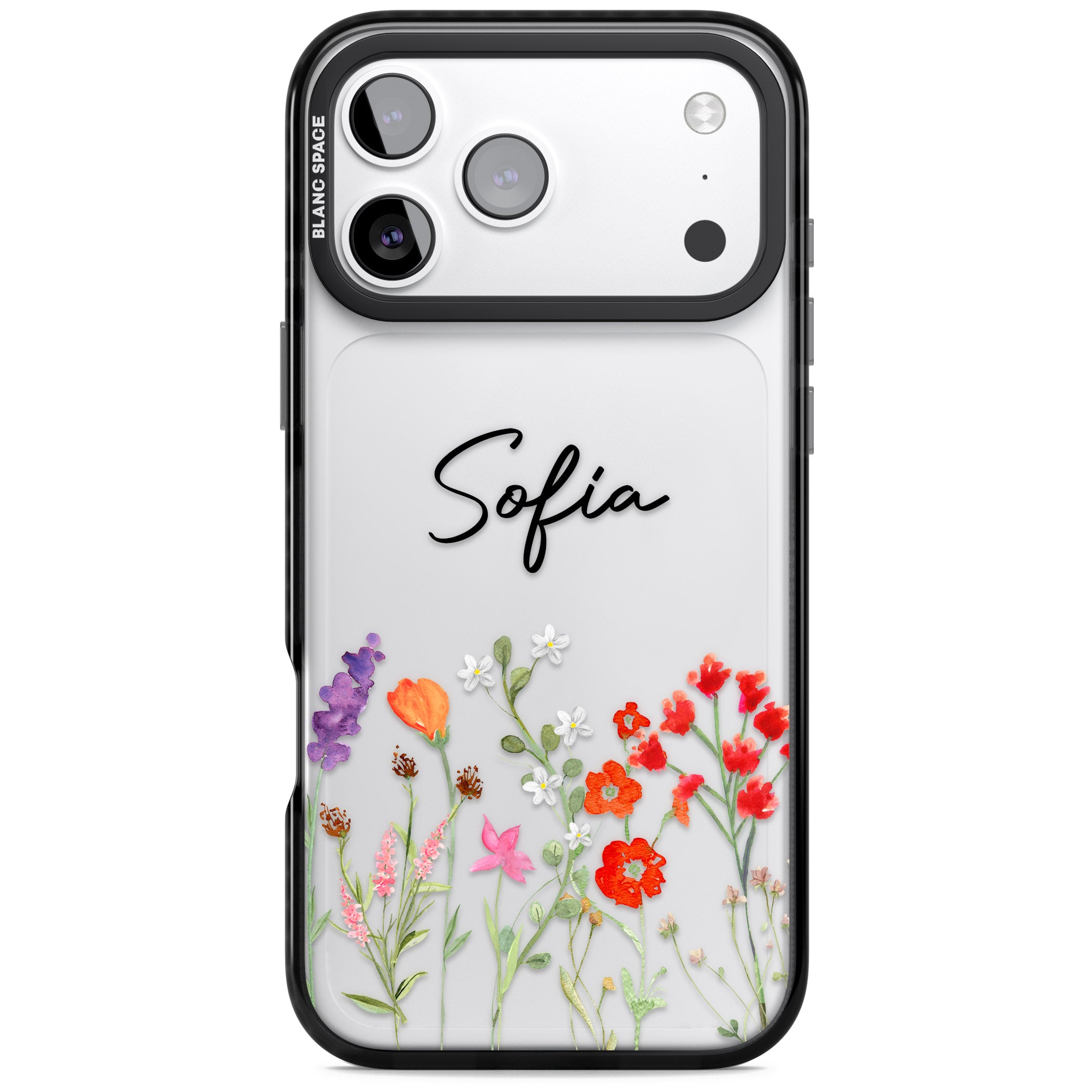 Personalised Spring Wildflowers iPhone 17 Pro Max Impact Black Phone Case