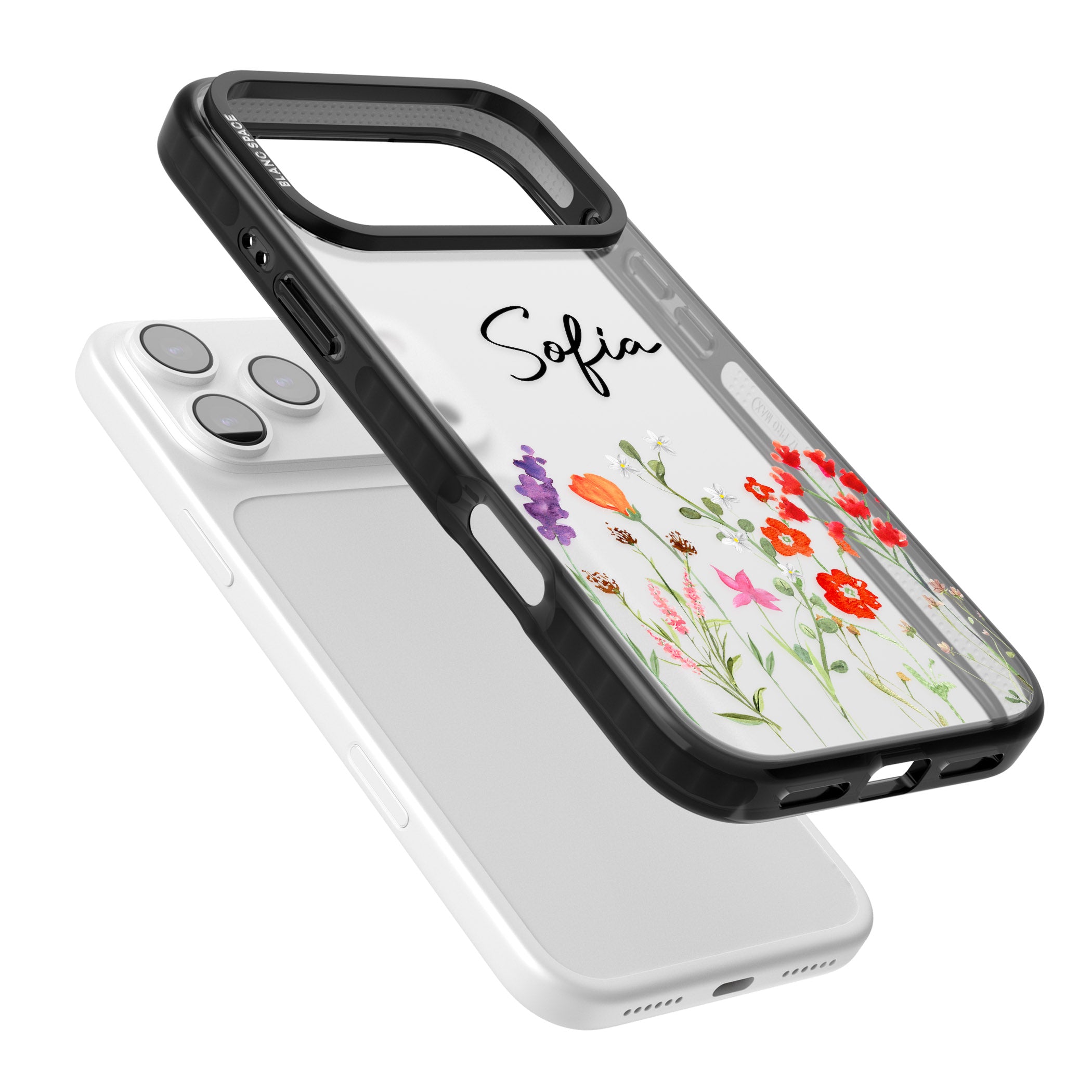 Personalised Spring Wildflowers iPhone 17 Pro Max Impact Black Phone Case Colours
