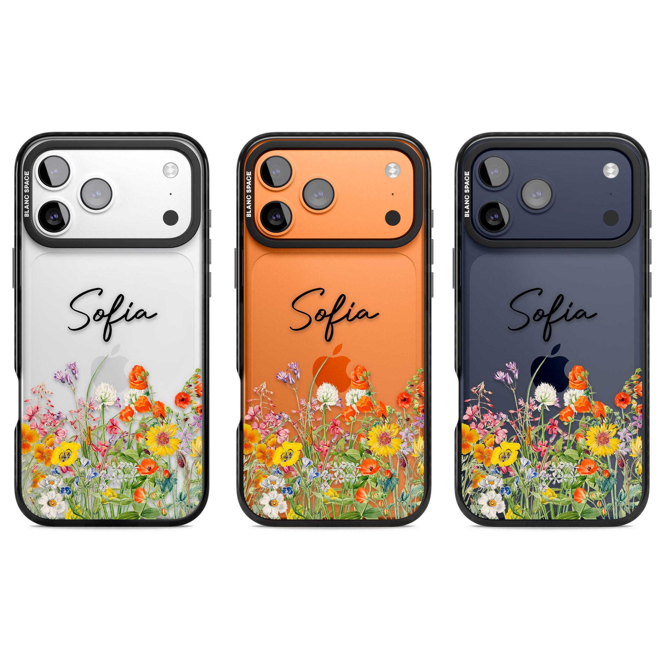 Personalised Summer Wildflowers iPhone 17 Pro Impact Black Phone Case APT Impact Protection