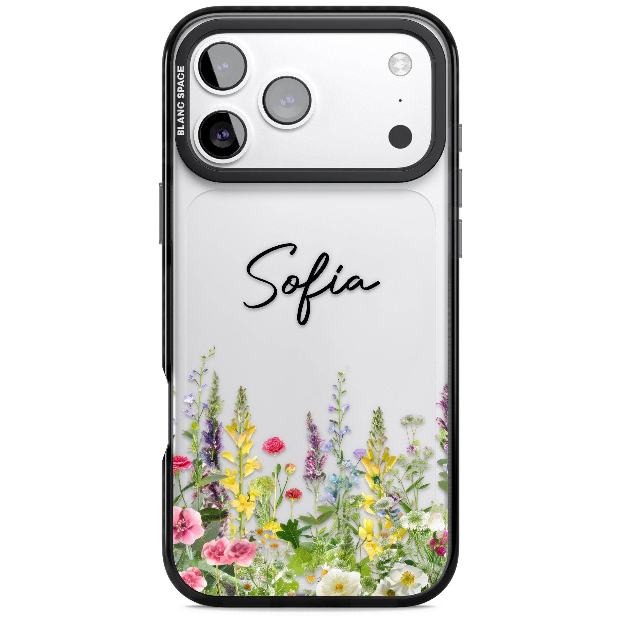 Personalised Garden Wildfowers iPhone 17 Pro Impact Black Phone Case