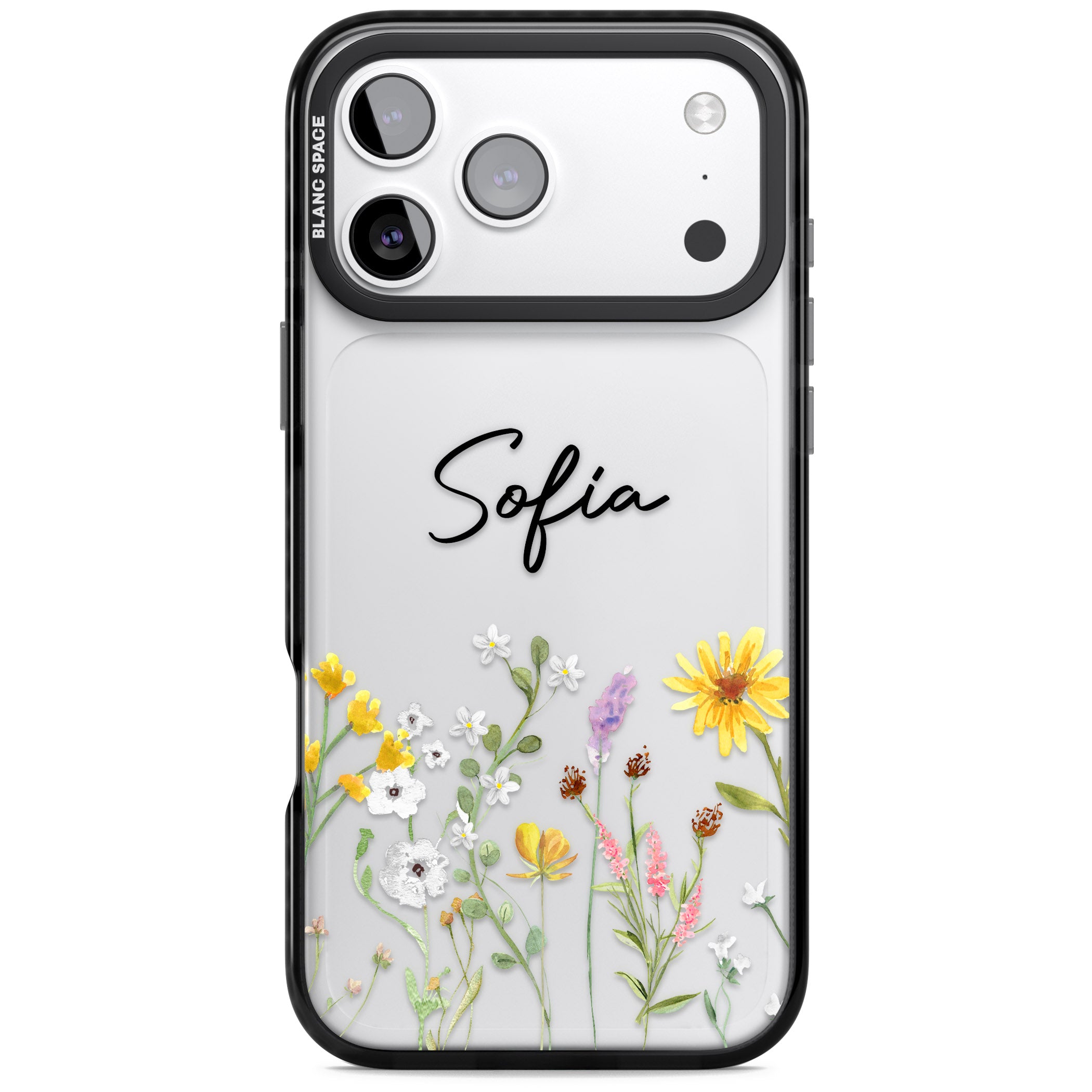 Personalised April Wildfowers iPhone 17 Pro Impact Black Phone Case