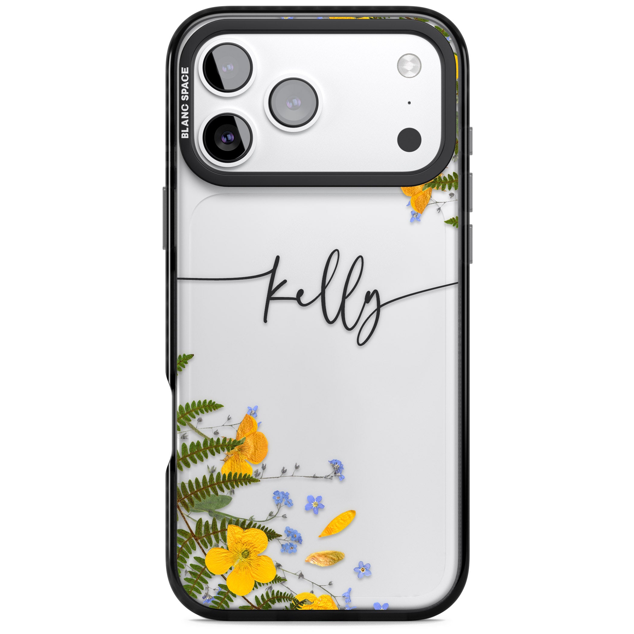 Personalised Ferns & Wildflowers iPhone 17 Pro Impact Black Phone Case