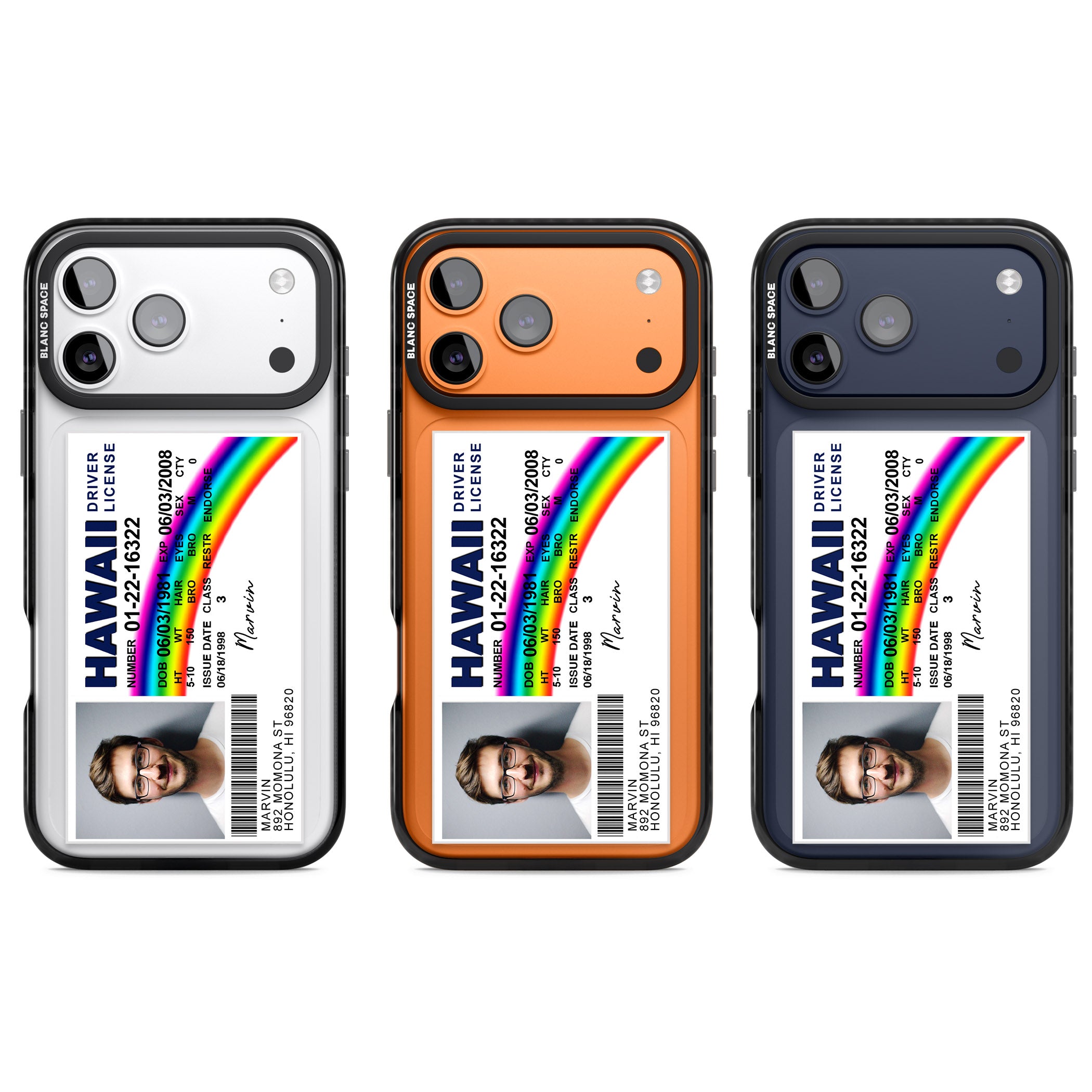Personalised Hawaii Driving License iPhone 17 Pro Impact Black Phone Case APT Impact Protection