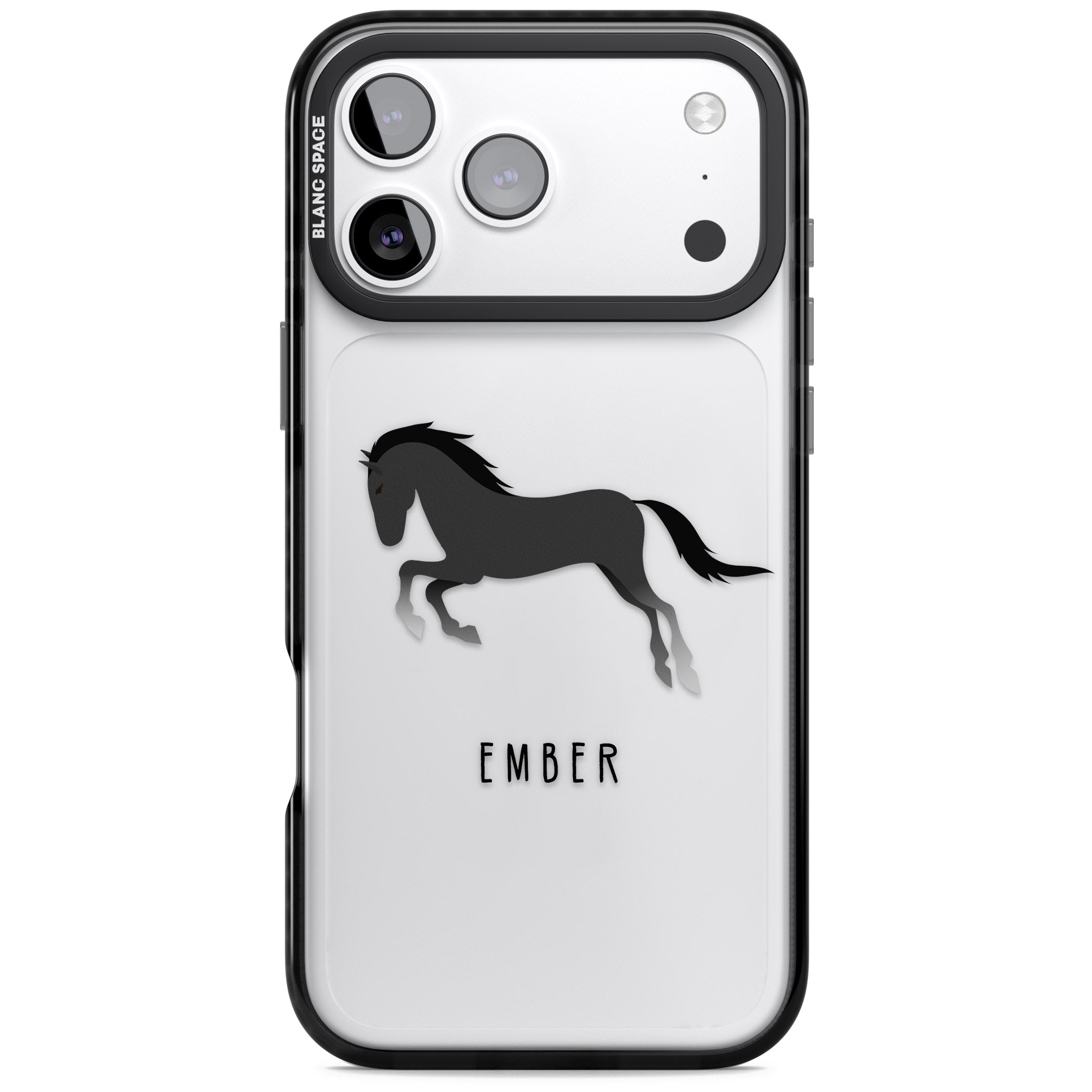 Personalised Black Horse iPhone 17 Pro Impact Black Phone Case