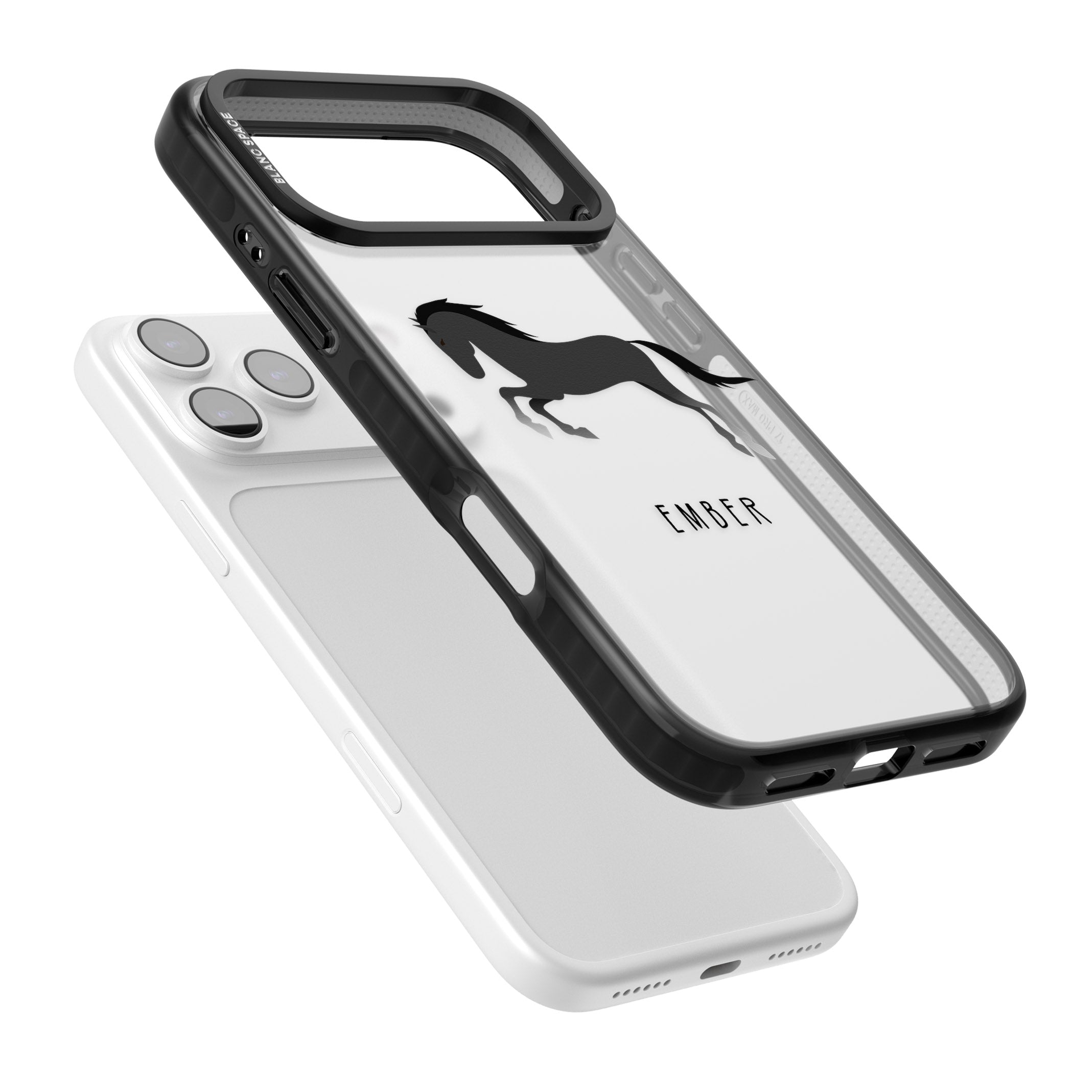 Personalised Black Horse iPhone 17 Pro Impact Black Phone Case Colours