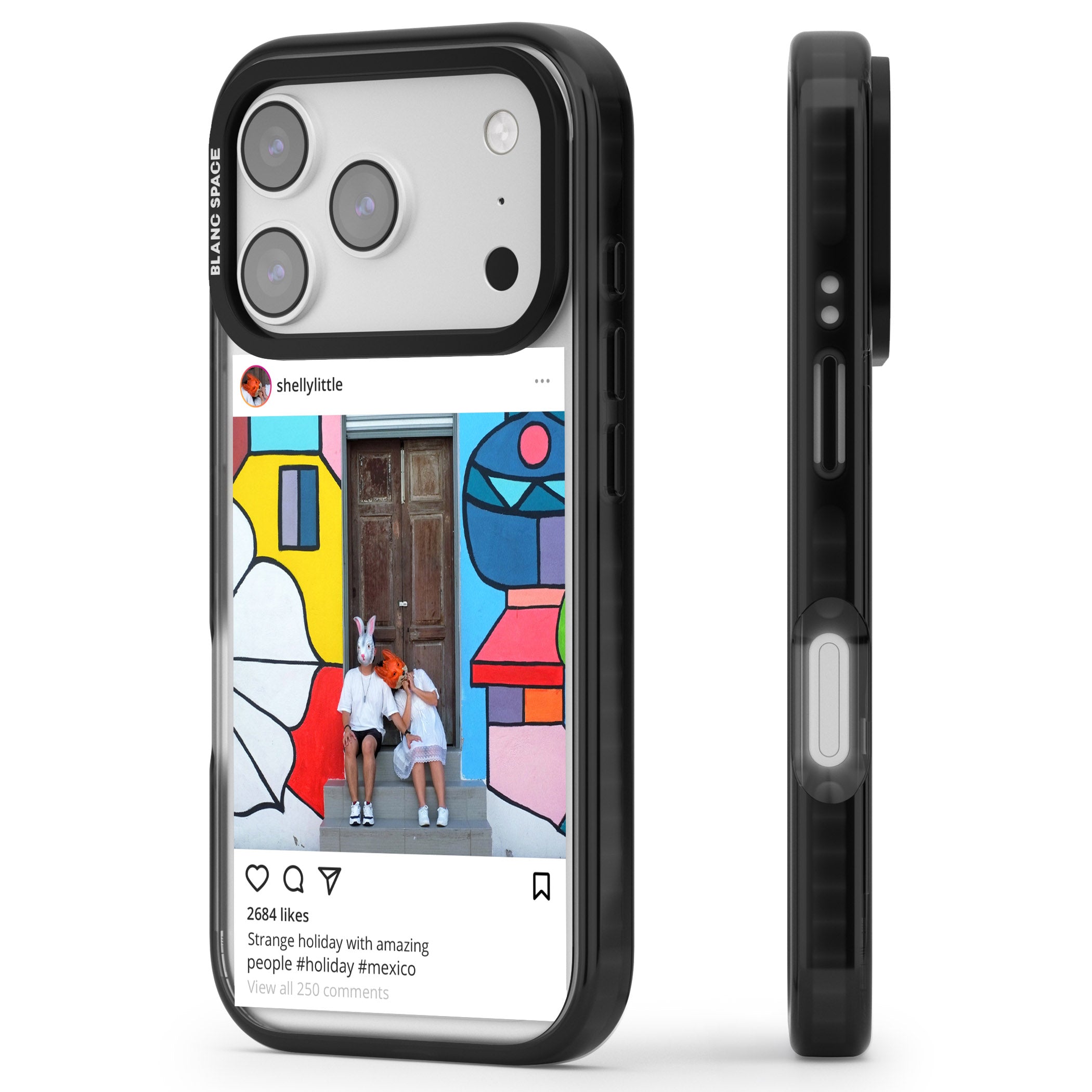 Personalised Instagram iPhone 17 Pro Impact Black Phone Case Side Profile