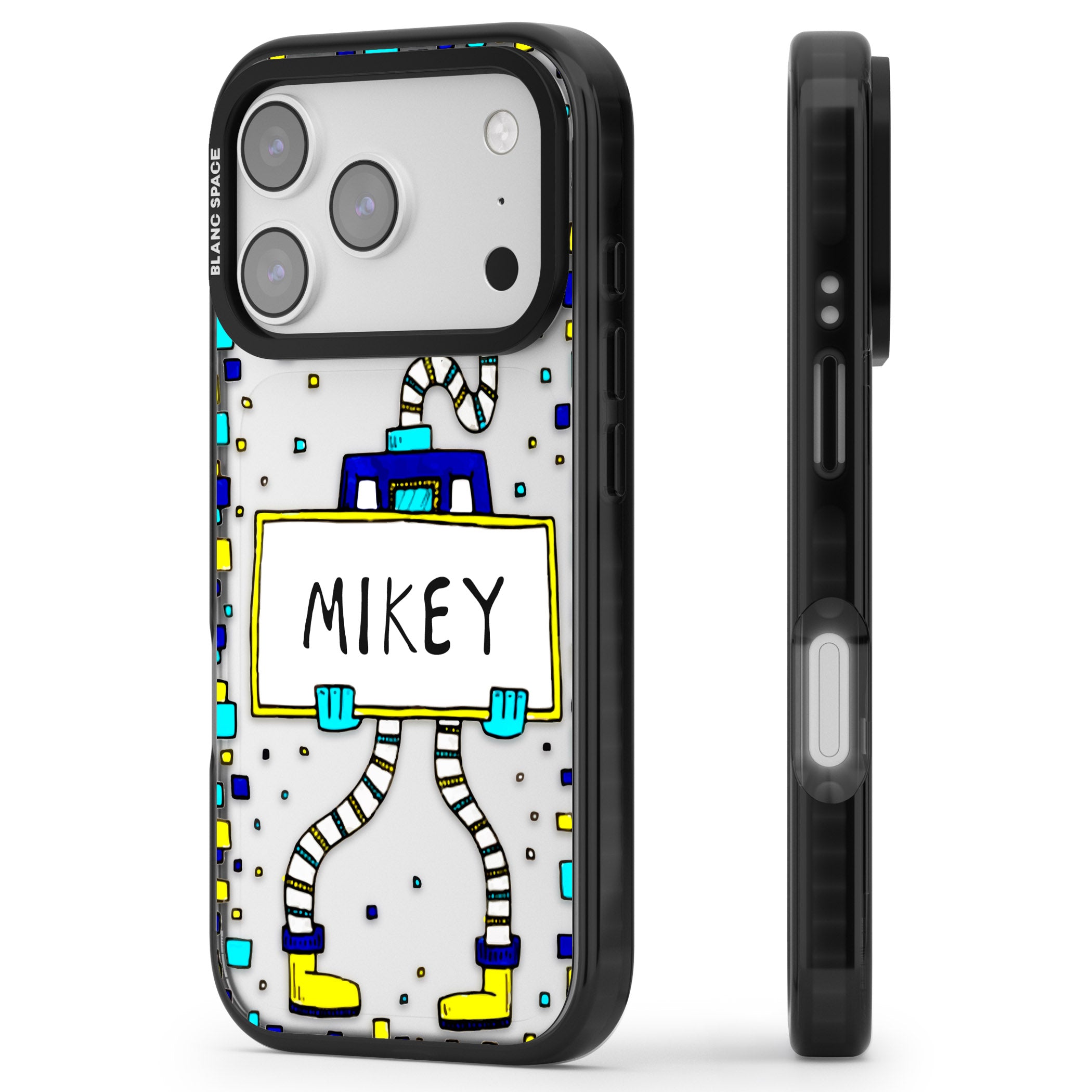 Personalised Tubes Guy iPhone 17 Pro Impact Black Phone Case Side Profile