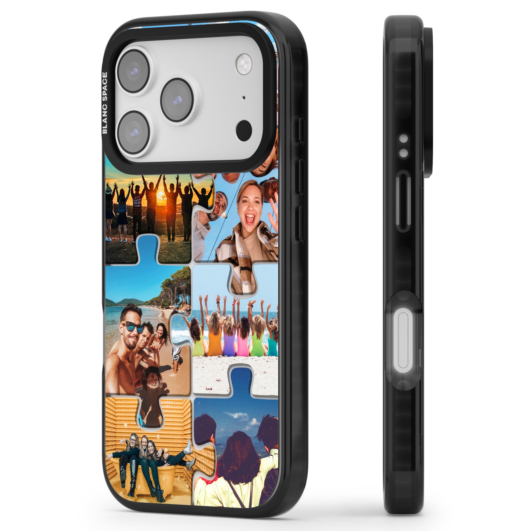 Personalised Jigsaw Photo Grid iPhone 17 Pro Impact Black Phone Case Side Profile