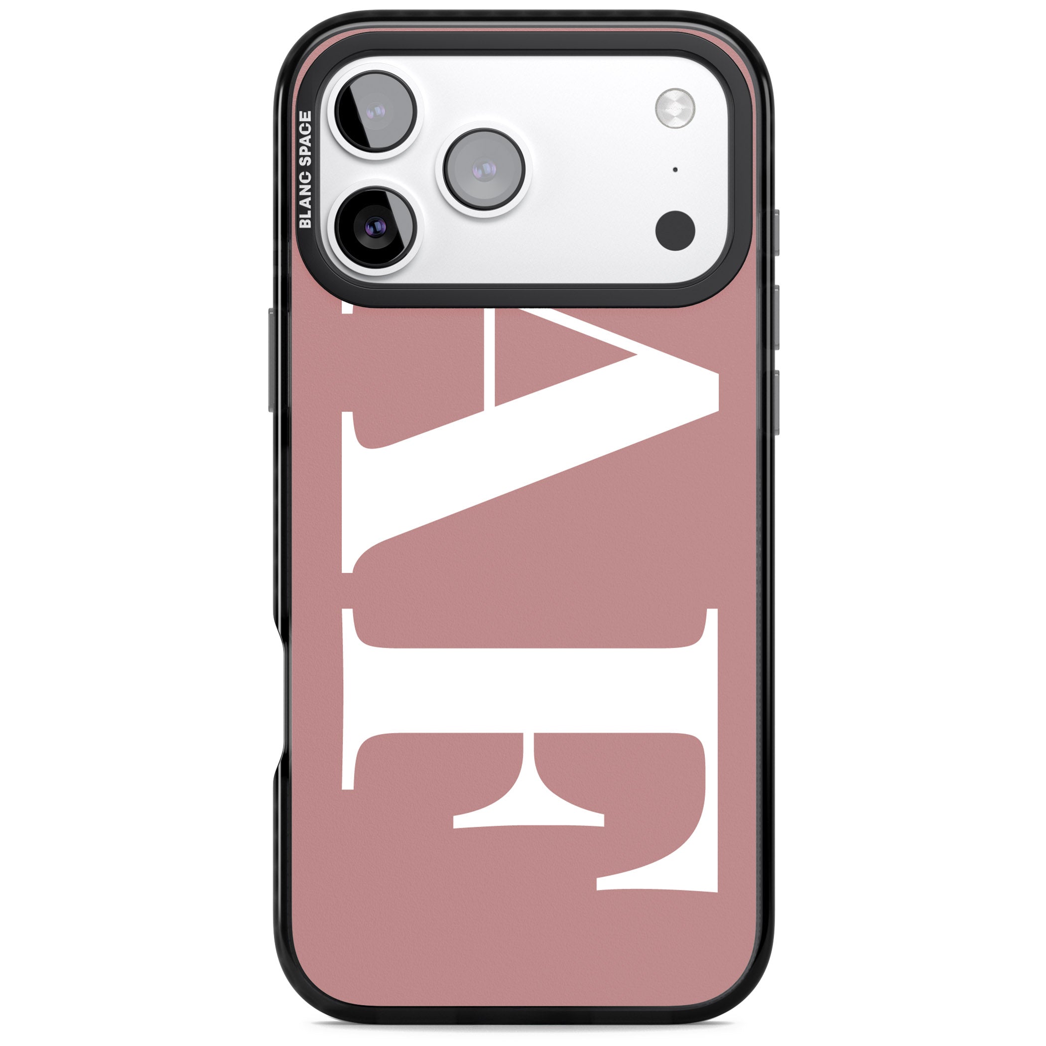 Personalised White & Rose Letters iPhone 17 Pro Impact Black Phone Case