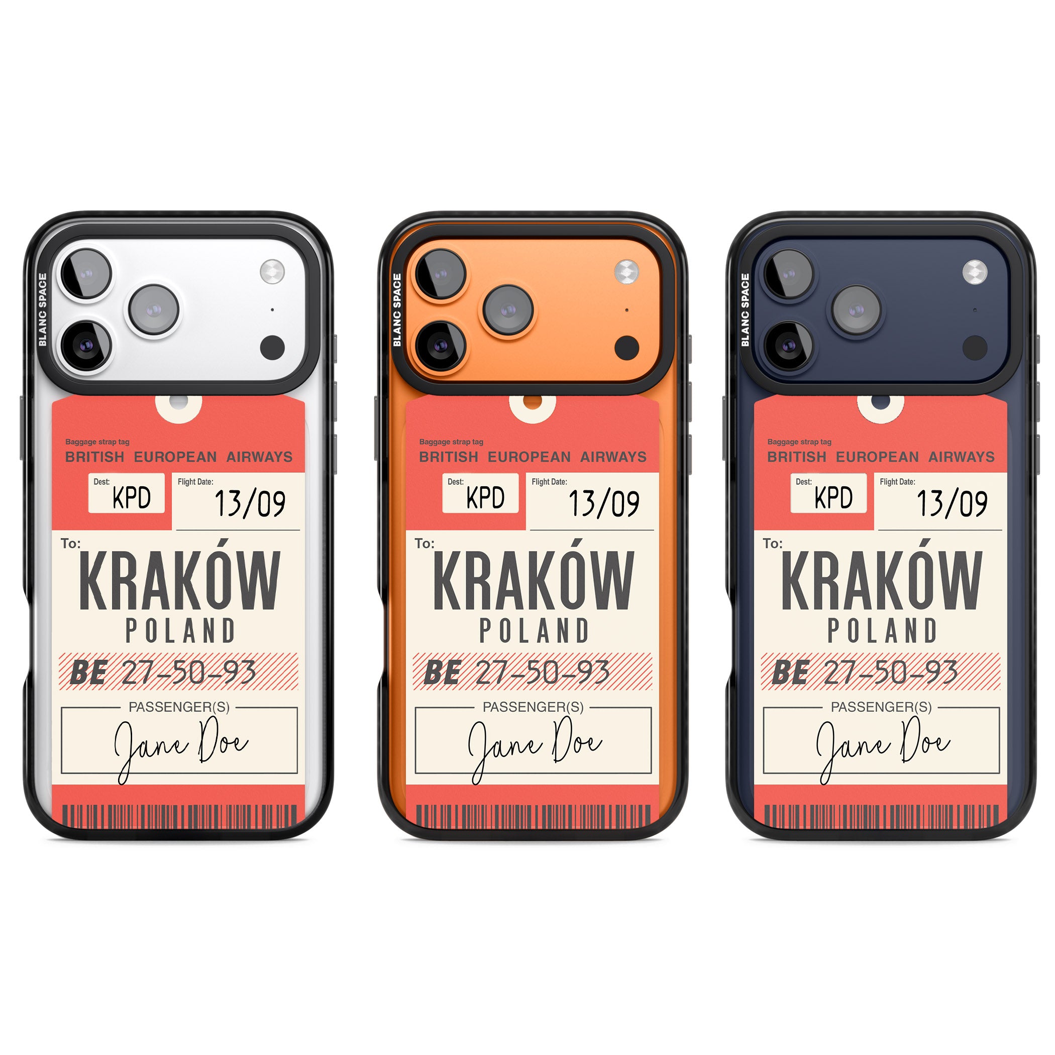 Personalised Vintage Bea Luggage Tag iPhone 17 Pro Impact Black Phone Case APT Impact Protection