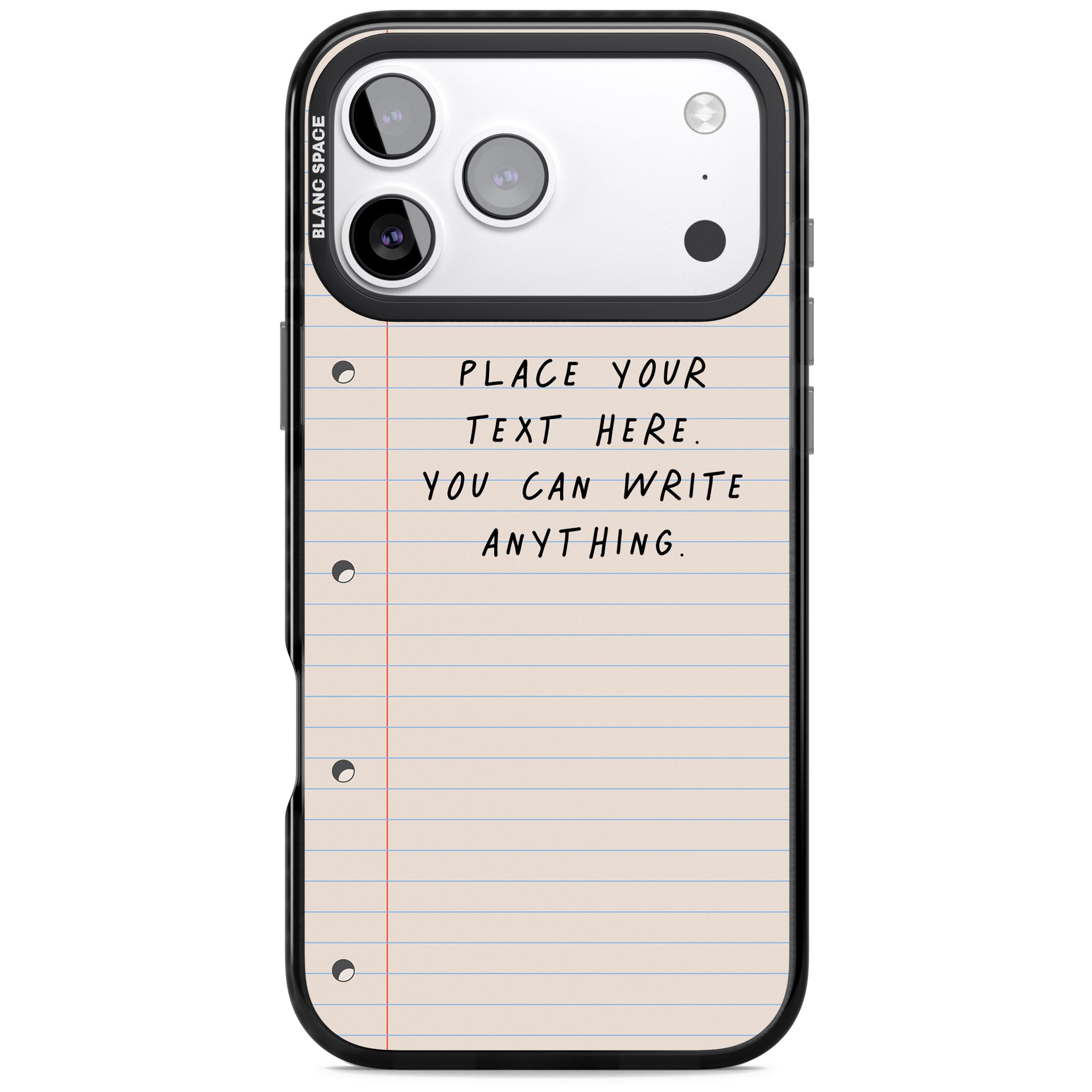 Personalised Lined Paper iPhone 17 Pro Impact Black Phone Case