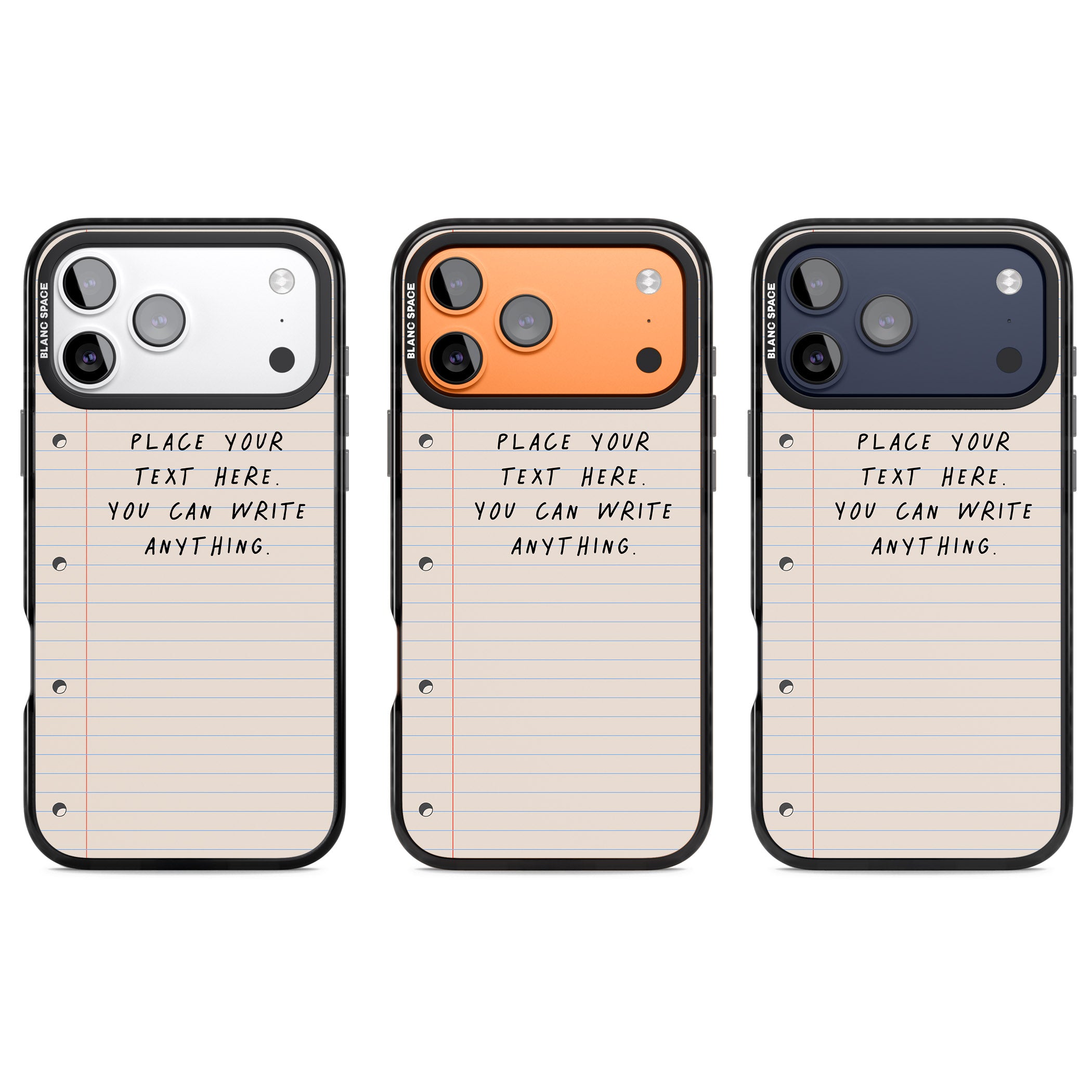 Personalised Lined Paper iPhone 17 Pro Impact Black Phone Case APT Impact Protection