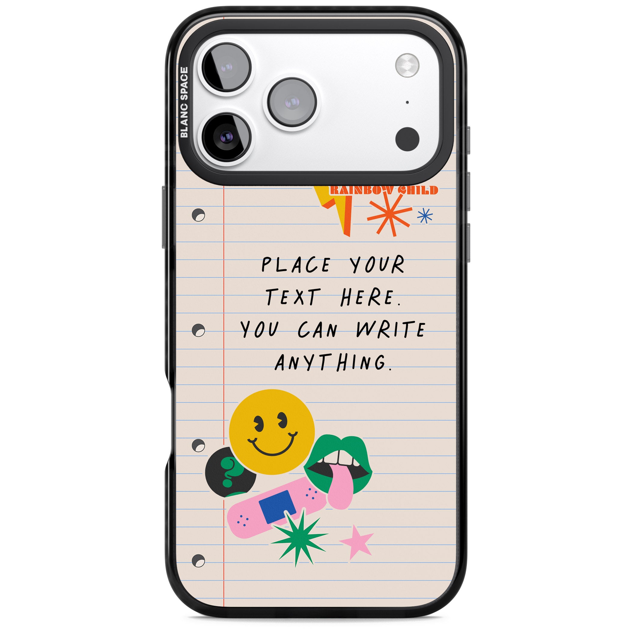 Personalised Retro Rainbow Fun iPhone 17 Pro Max Impact Black Phone Case