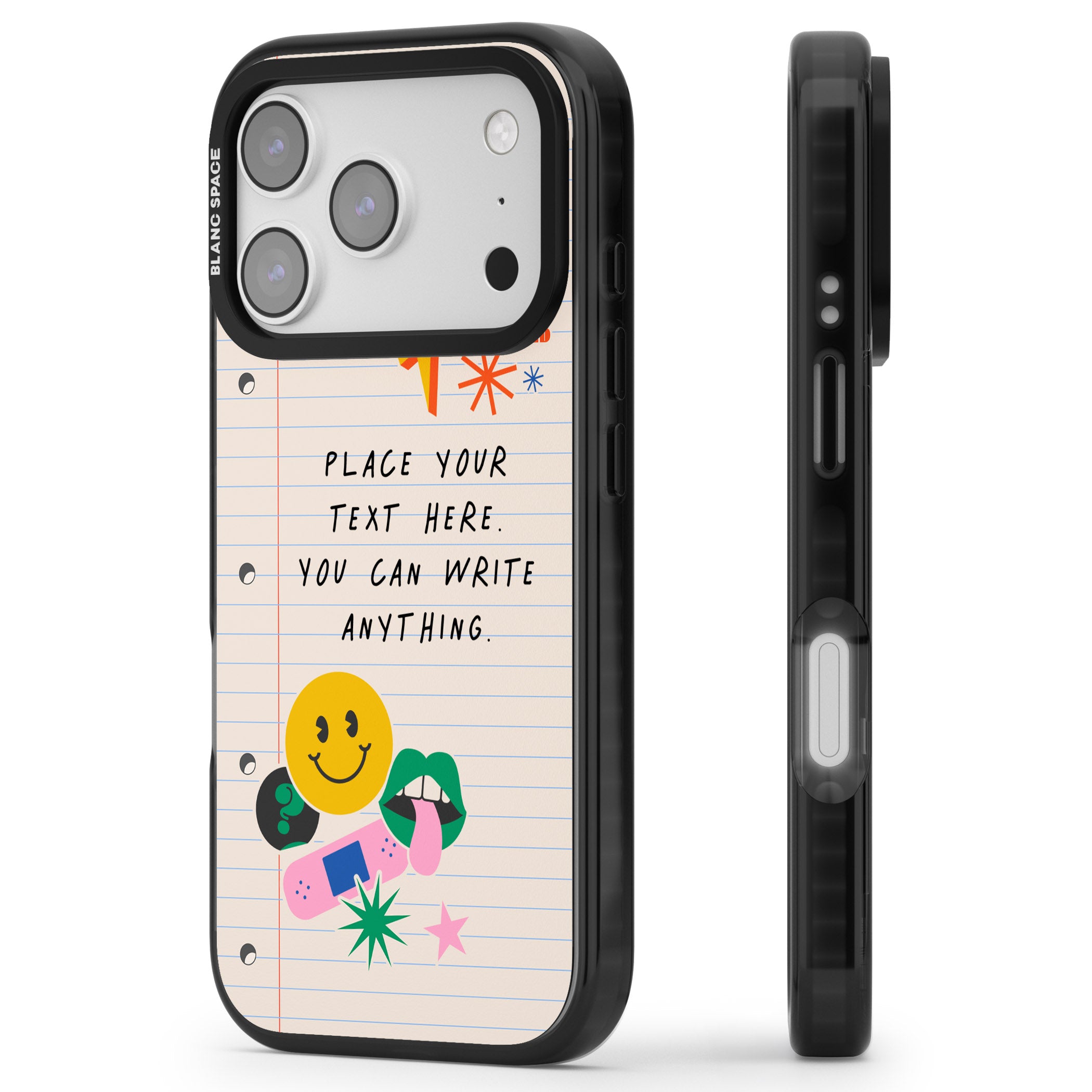 Personalised Retro Rainbow Fun iPhone 17 Pro Max Impact Black Phone Case Side Profile