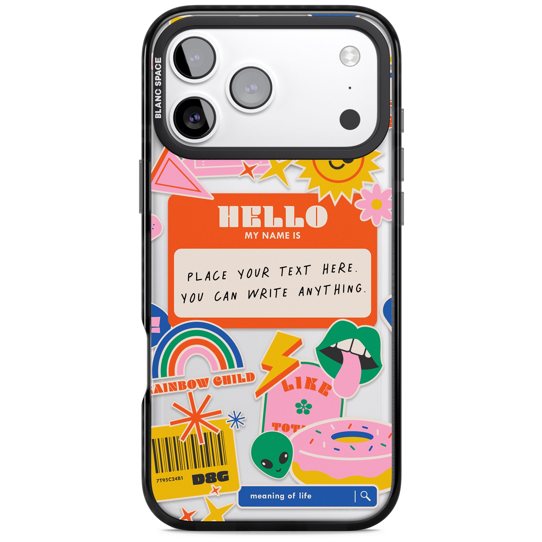 Personalised Retro Vibes Sticker iPhone 17 Pro Impact Black Phone Case