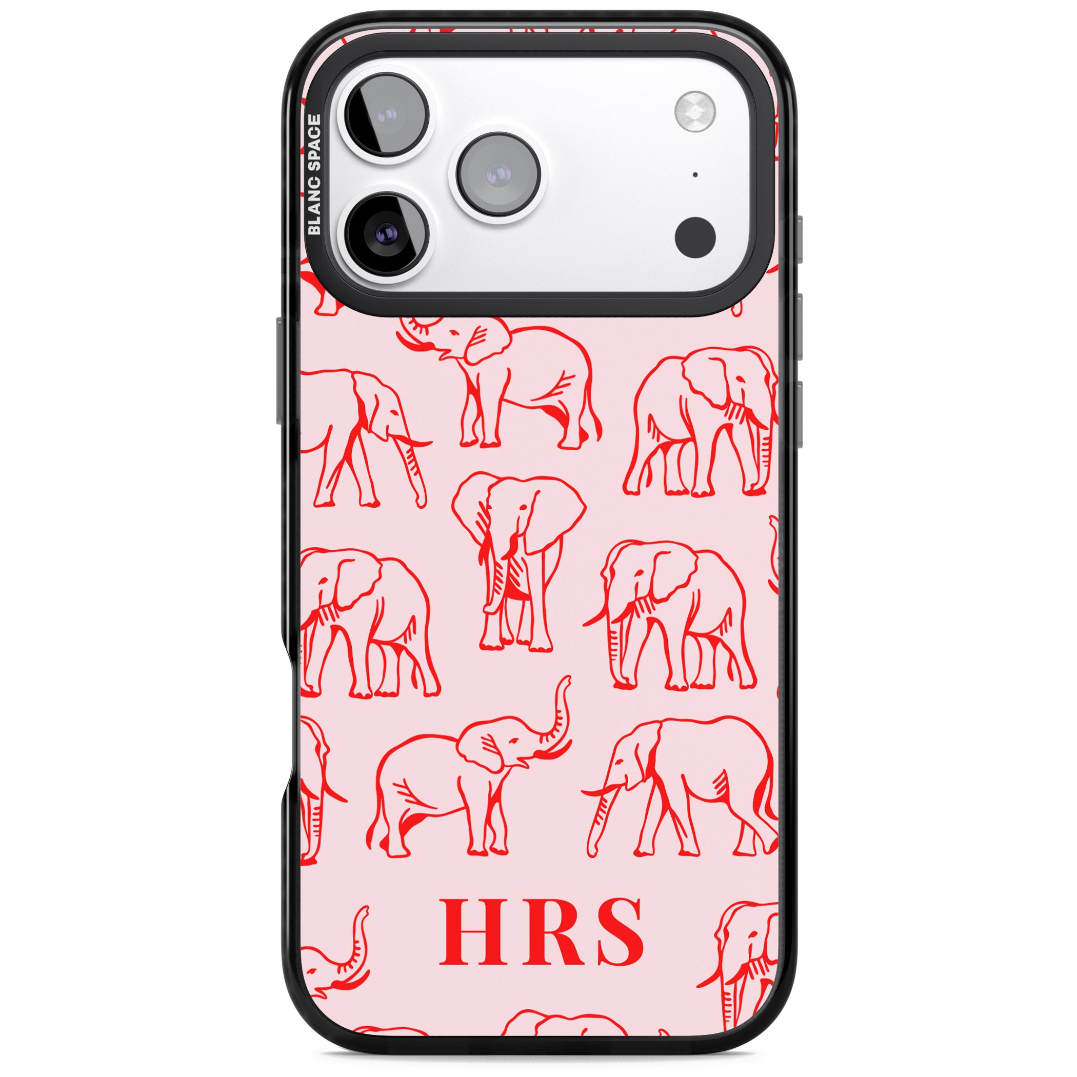 Personalised Red Elephant Outline iPhone 17 Pro Impact Black Phone Case