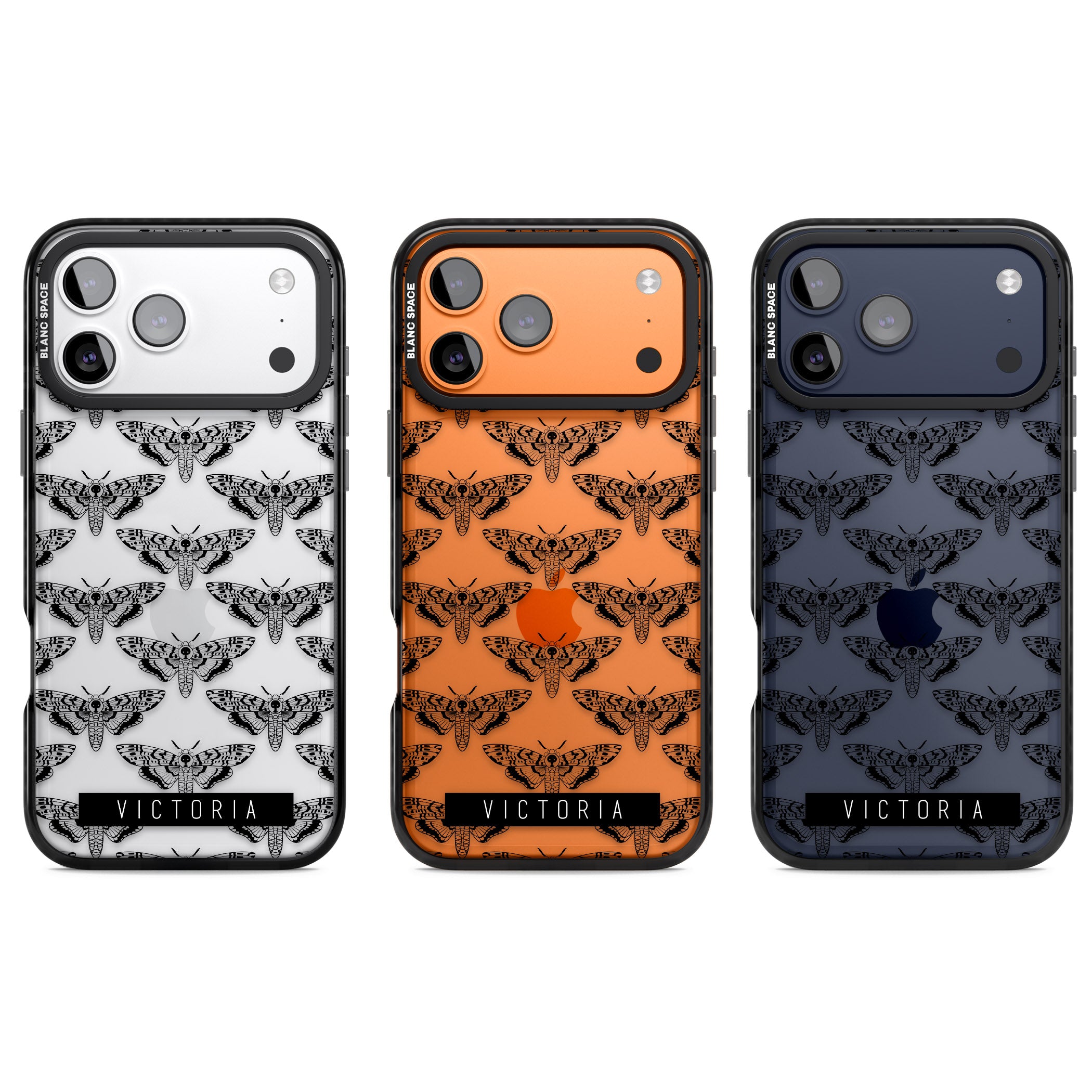 Personalised Hawk Moth Pattern iPhone 17 Pro Impact Black Phone Case APT Impact Protection