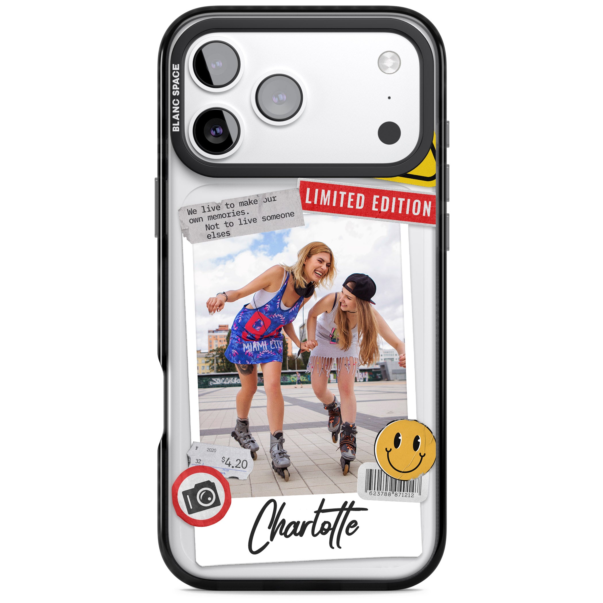 Personalised Sticker Mix Instant Photo iPhone 17 Pro Impact Black Phone Case