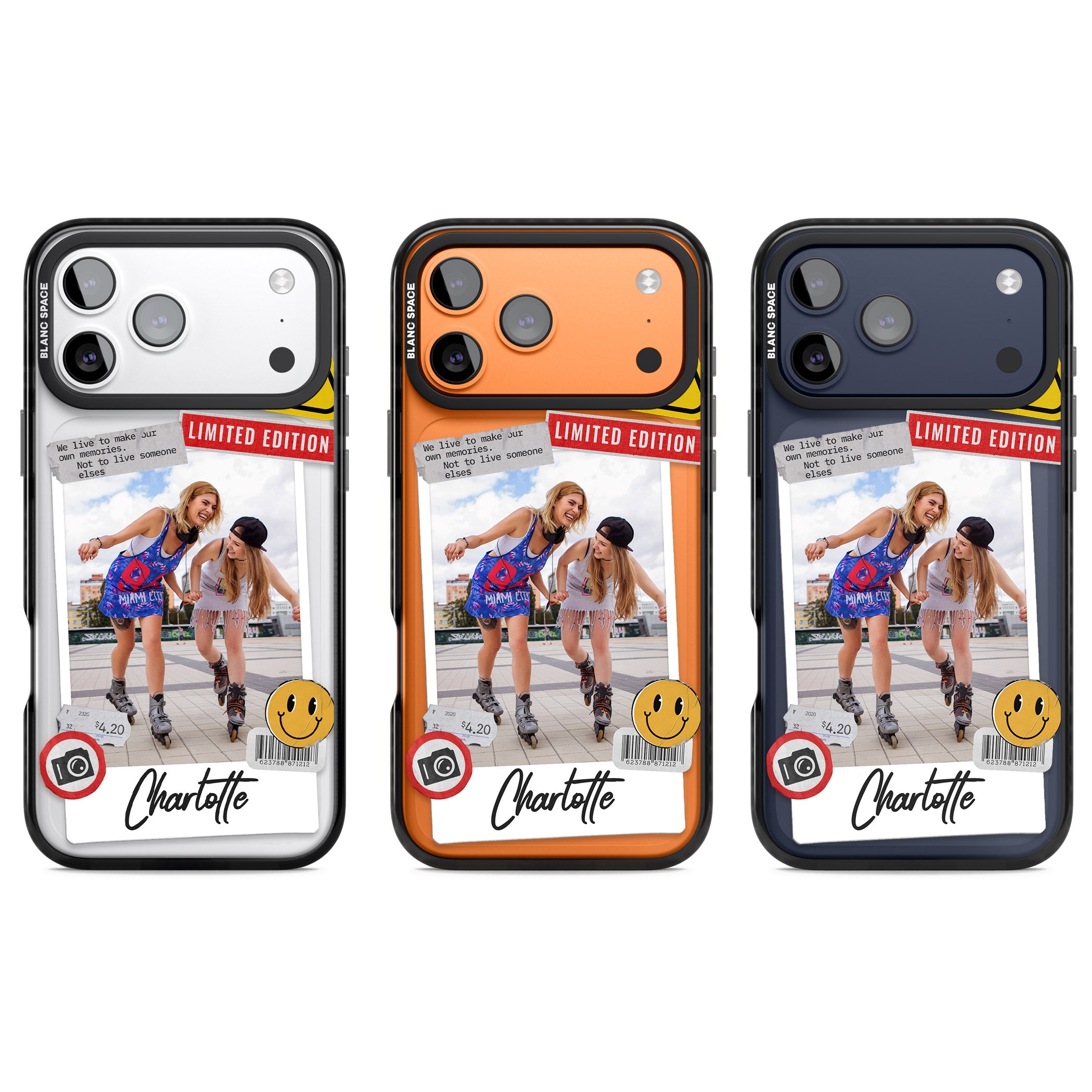 Personalised Sticker Mix Instant Photo iPhone 17 Pro Impact Black Phone Case APT Impact Protection