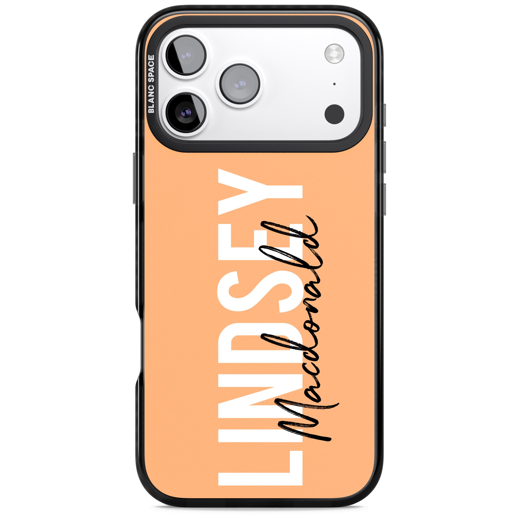 Personalised Bold Name: Peach iPhone 17 Pro Impact Black Phone Case