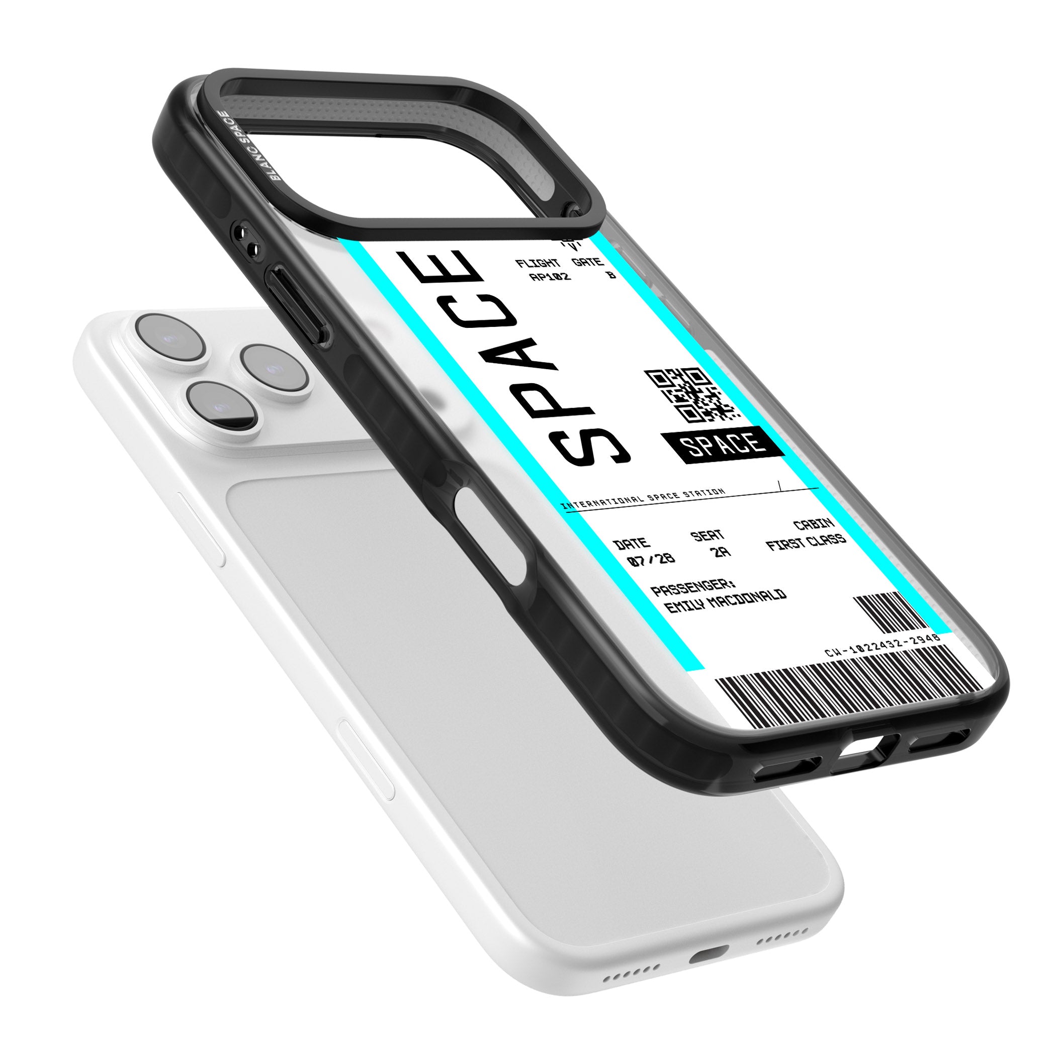 Personalised Space Travel Ticket iPhone 17 Pro Max Impact Black Phone Case Colours