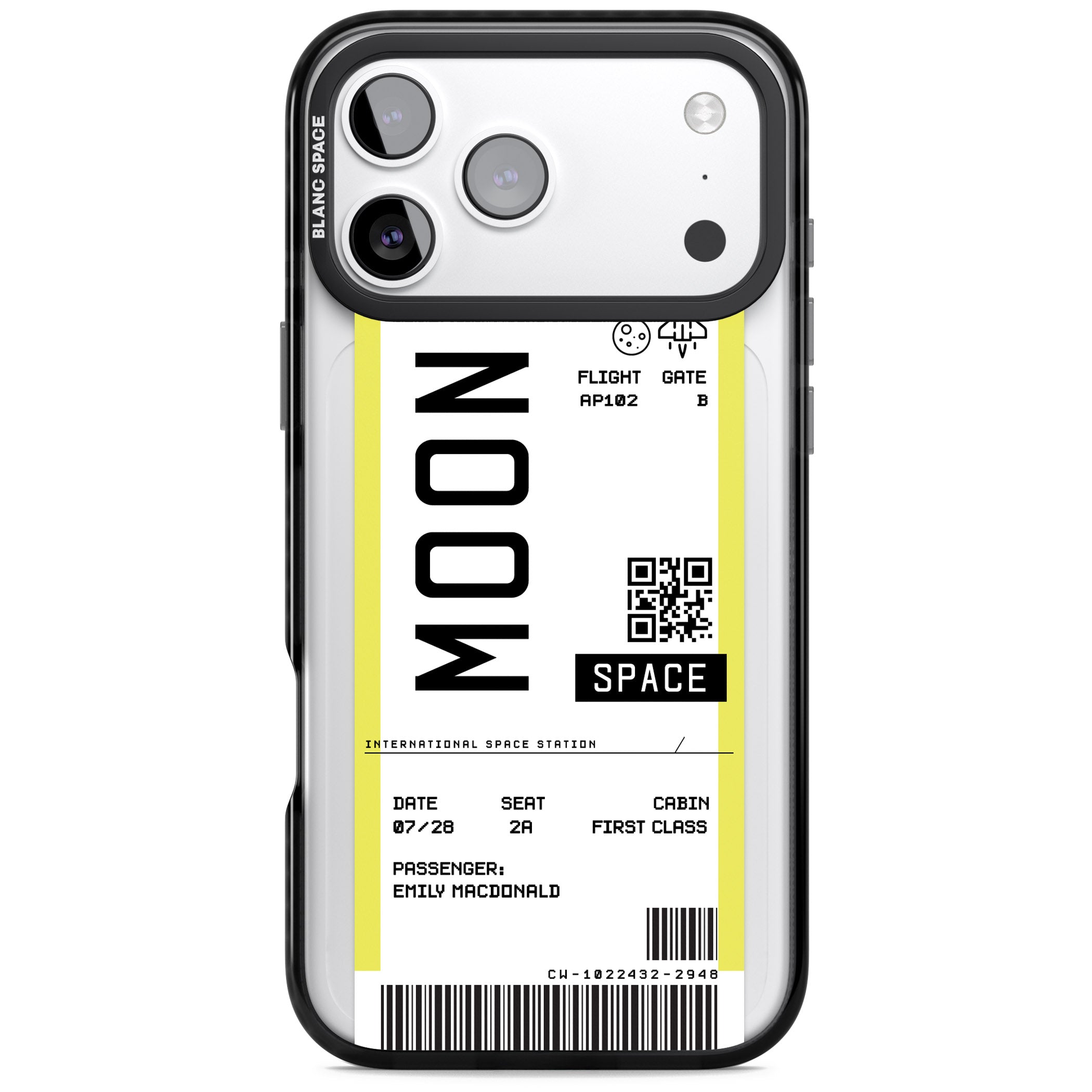 Personalised Moon Travel Ticket iPhone 17 Pro Impact Black Phone Case