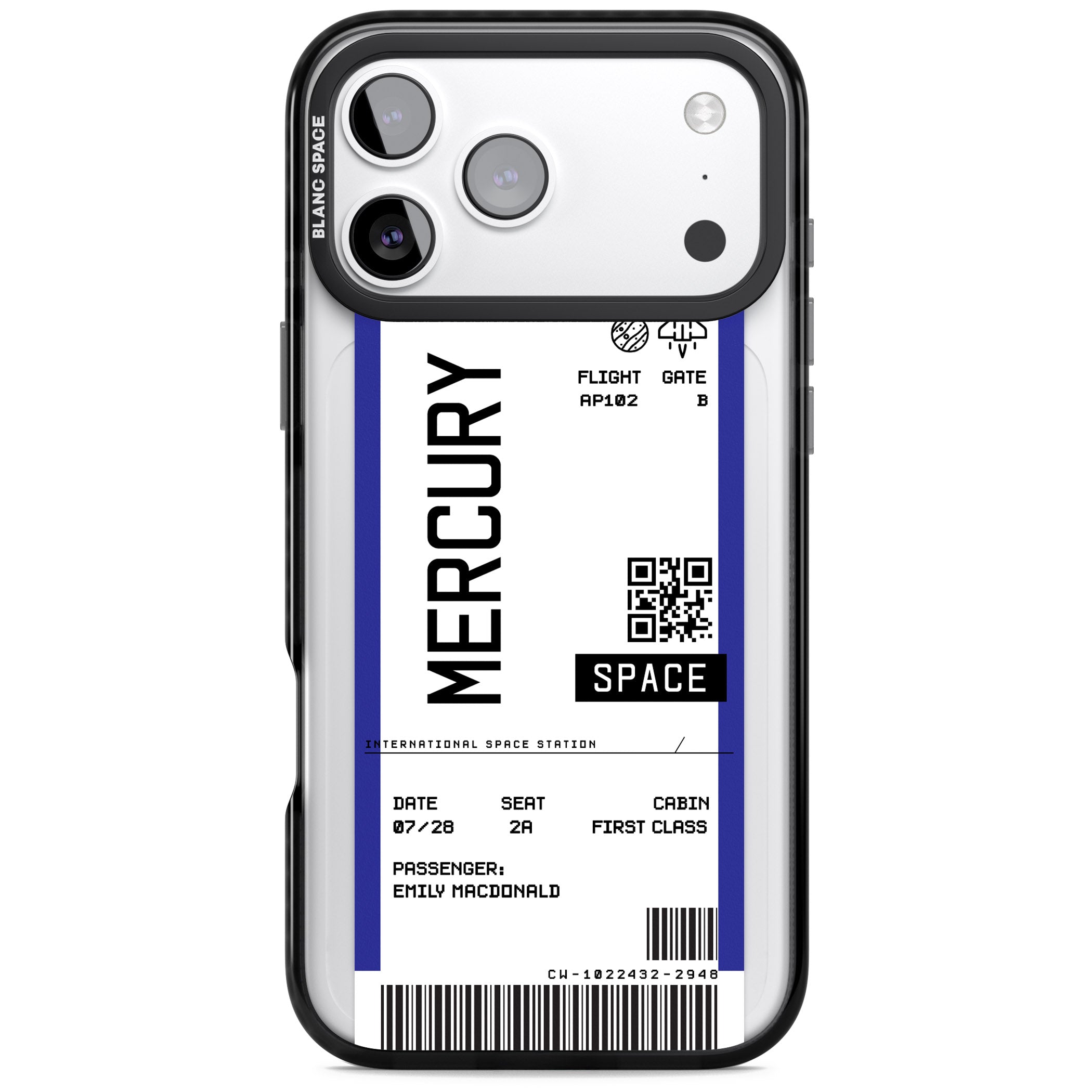 Personalised Mercury Travel Ticket iPhone 17 Pro Impact Black Phone Case