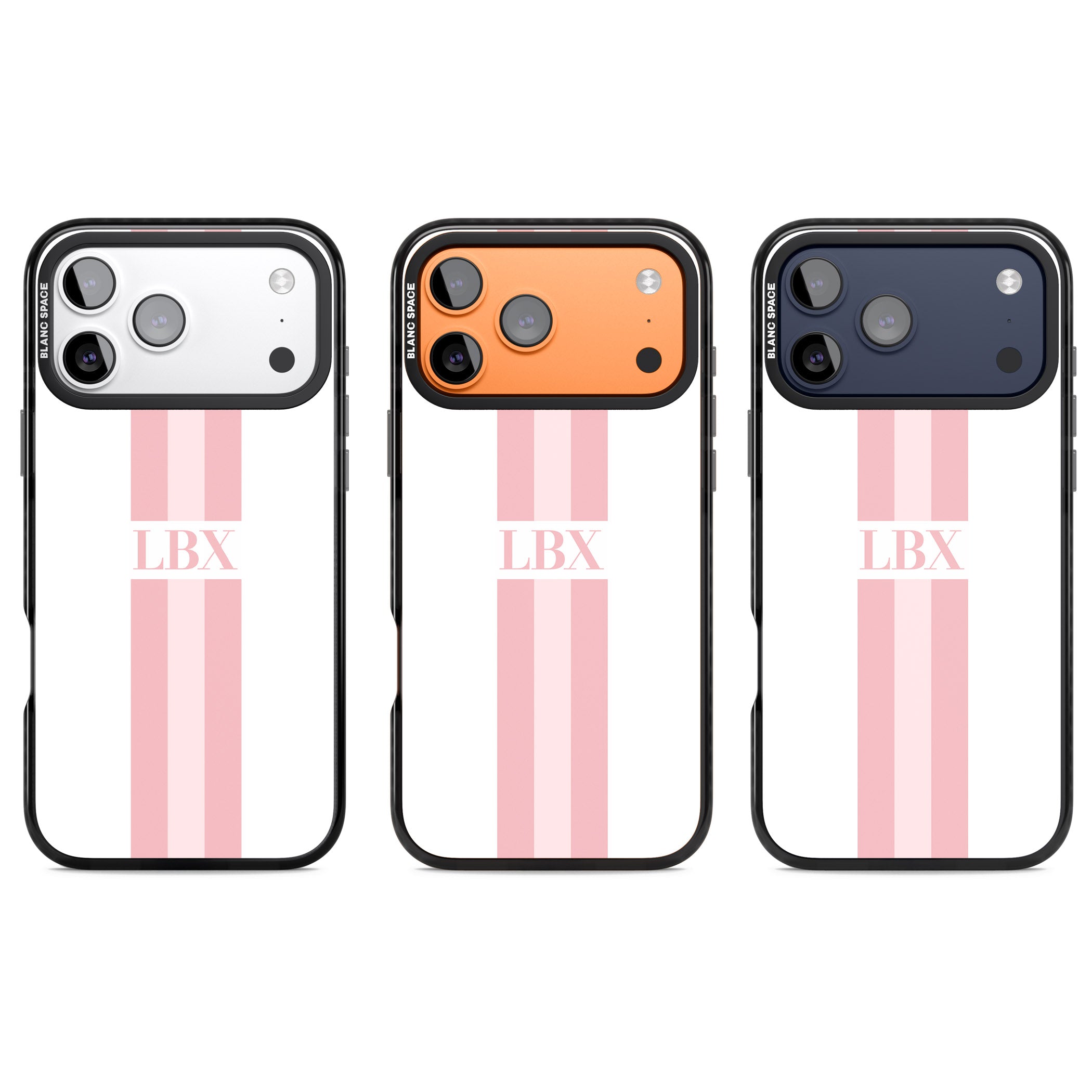 Personalised Minimal Pink Stripe iPhone 17 Pro Impact Black Phone Case APT Impact Protection