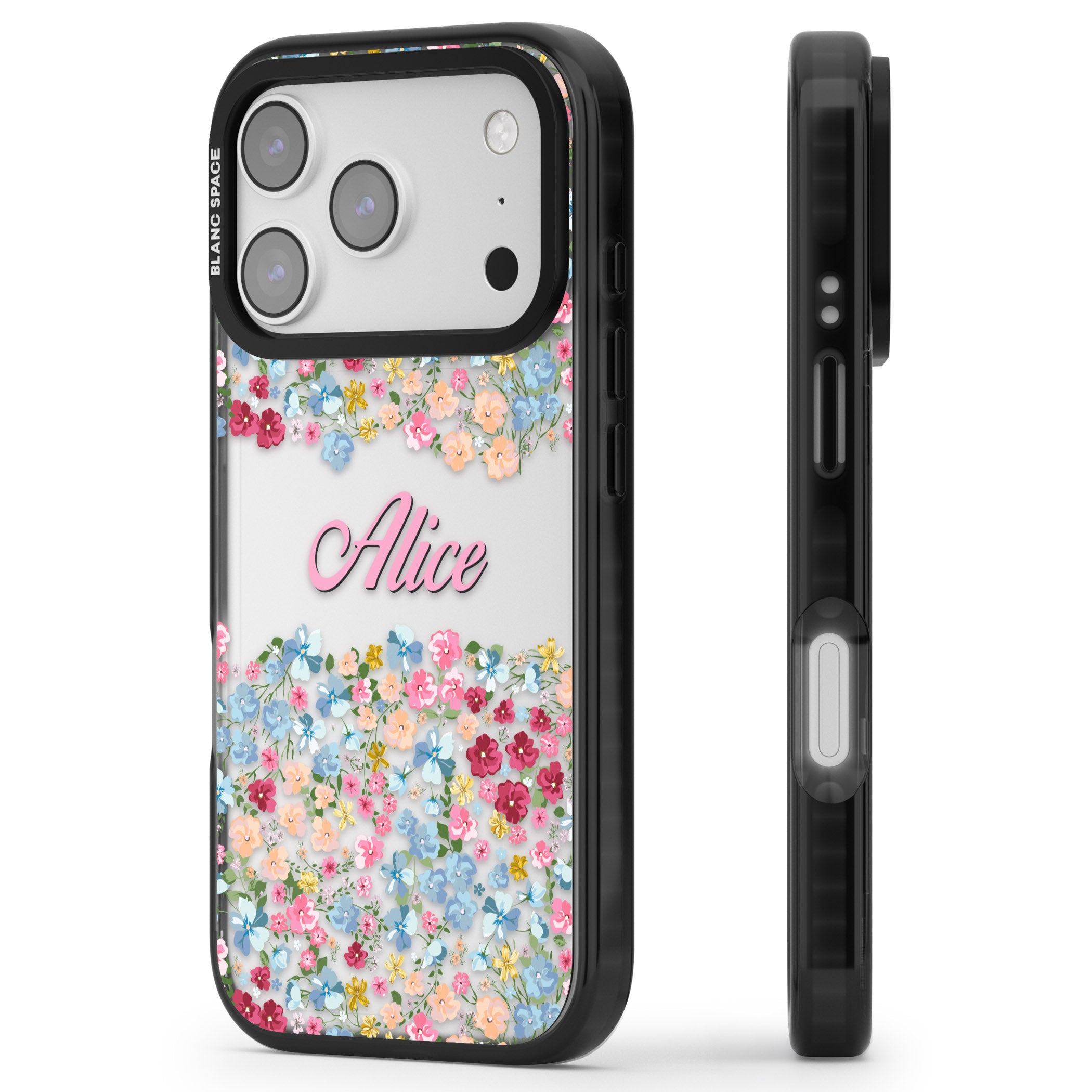 Personalised Venetian Meadow iPhone 17 Pro Max Impact Black Phone Case Side Profile